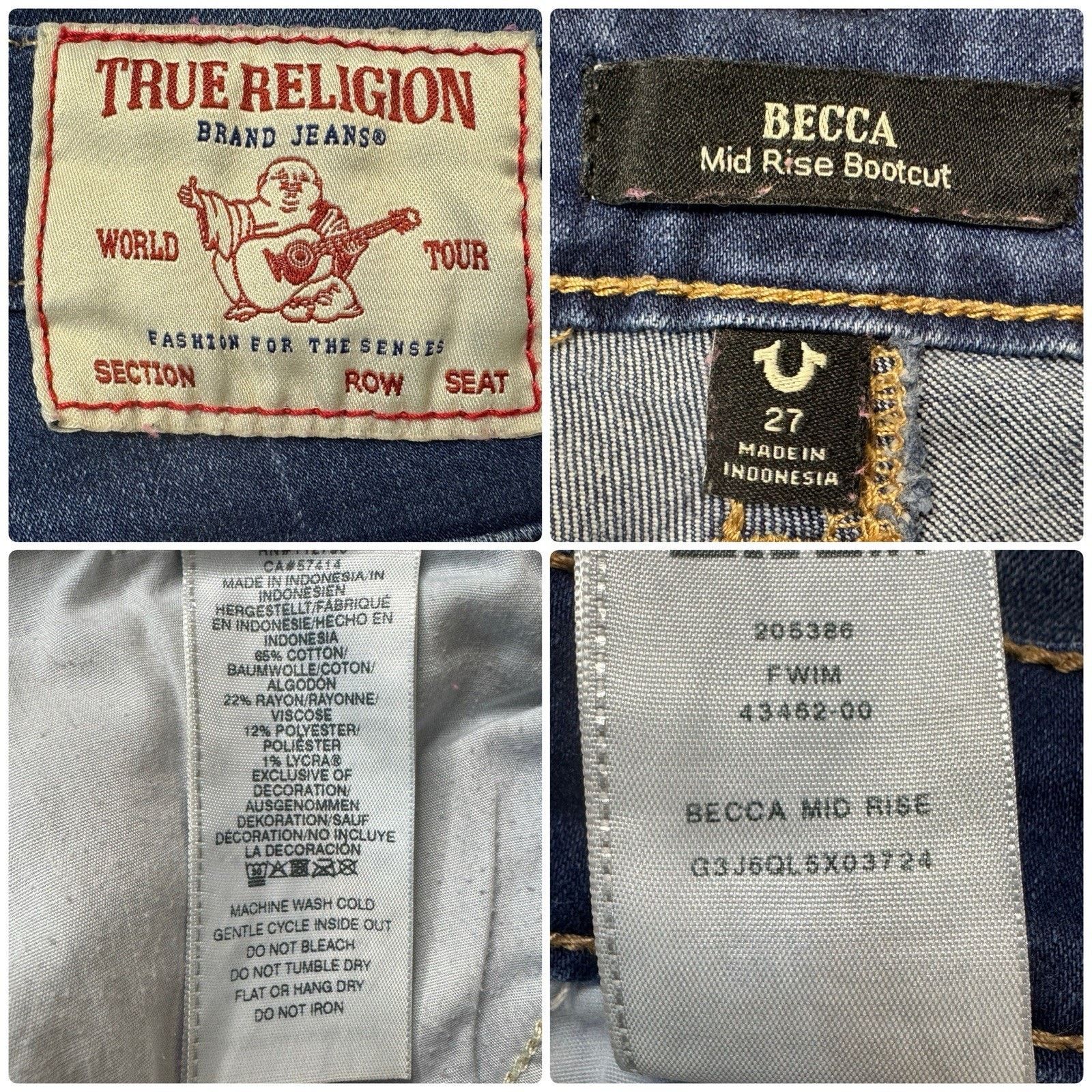 True Religion TRUE RELIGION Becca Mid Rise Bootcut Jeans Horseshoe Stitch Size 27" / US 4 / IT 40 - 8 Thumbnail