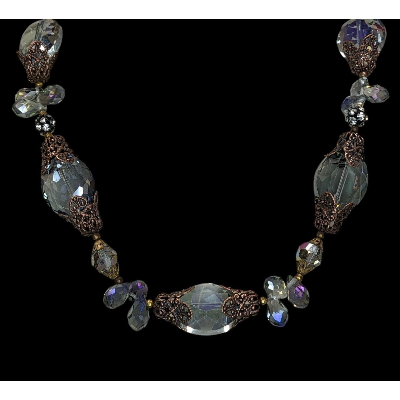 Handmade Vintage Handmade Steampunk Glam Glass Necklace With Ornate B Size ONE SIZE - 5 Thumbnail