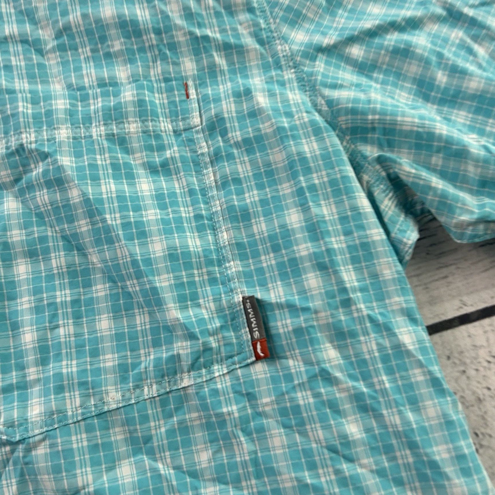 Vintage SIMMS Plaid Nylon Short Sleeve Button-Front Shirt Mens XL Blue White Size US XL / EU 56 / 4 - 2 Thumbnail
