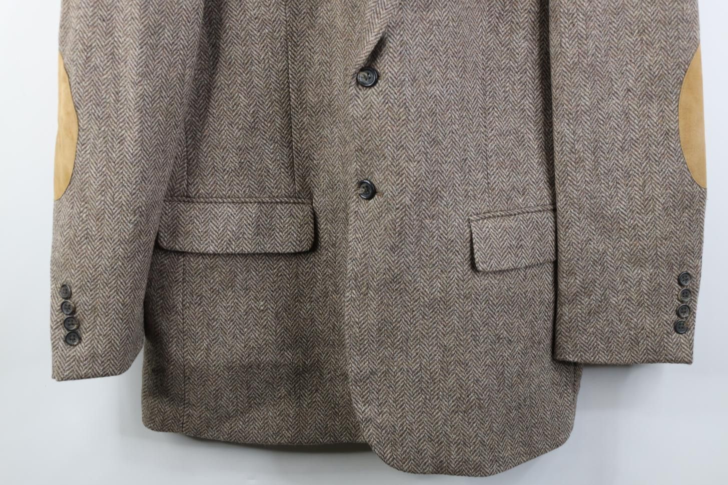 Vintage Vintage 90s Herringbone Suede Elbow Patch Blazer Suit Jacket Size US XXL / EU 58 / 5 - 3 Thumbnail