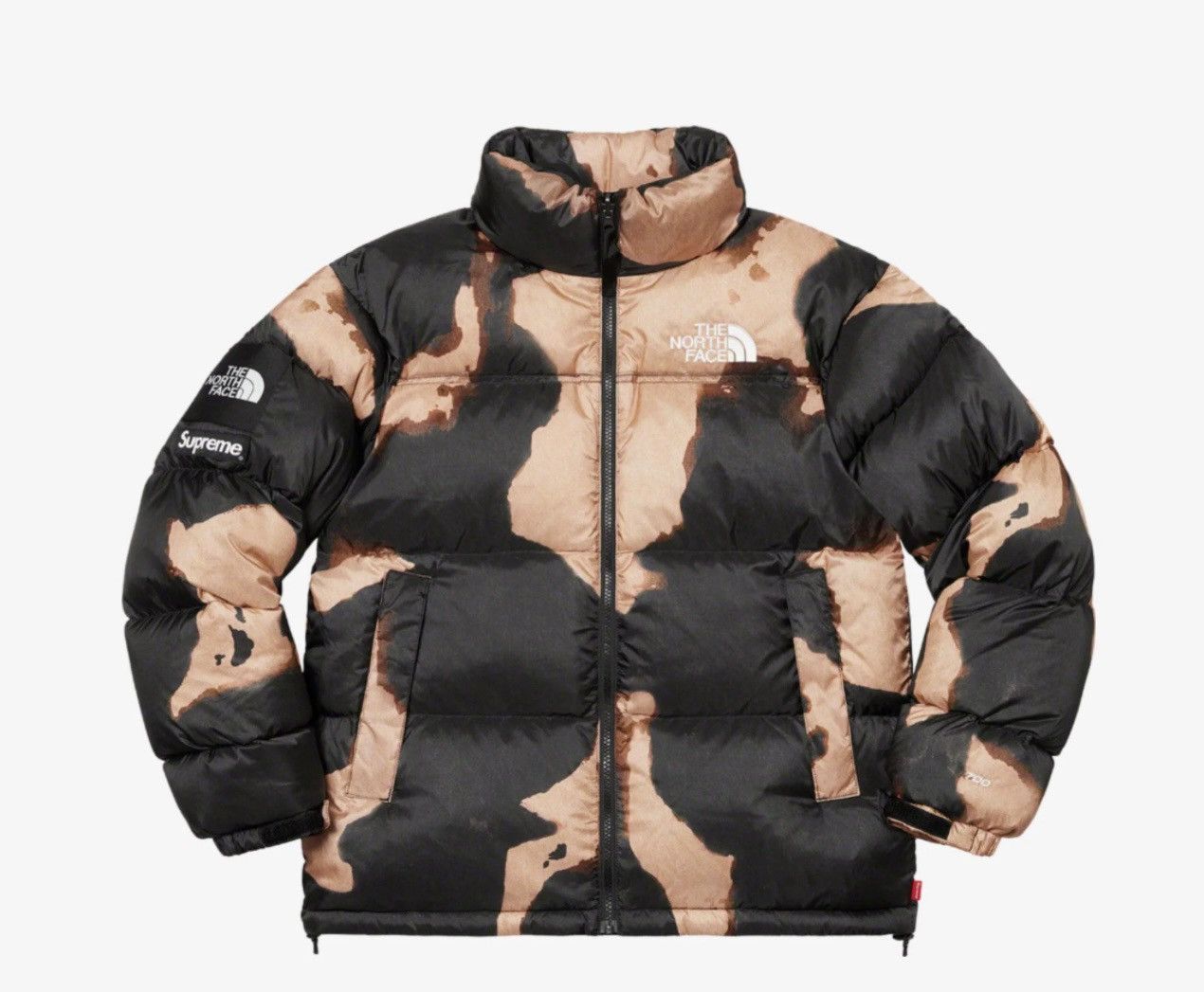 Supreme × The North Face Supreme bleach denim nuptse black puffer 
