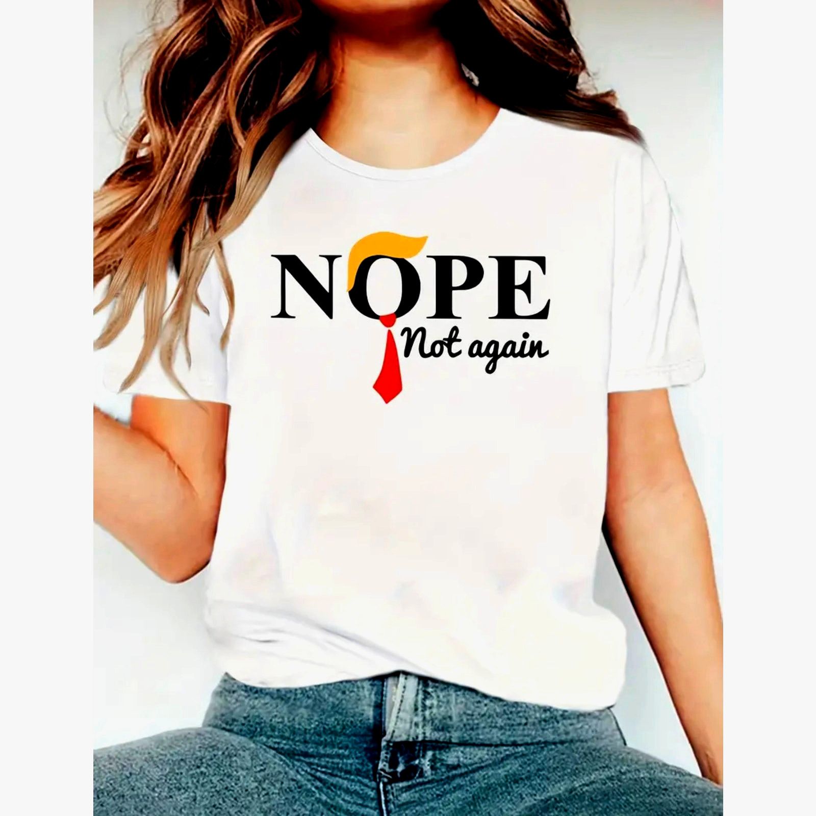 Other Graphic Short Sleeve Crew Nope Not Again White T Shirt 12 Size XL / US 12-14 / IT 48-50 - 3 Thumbnail