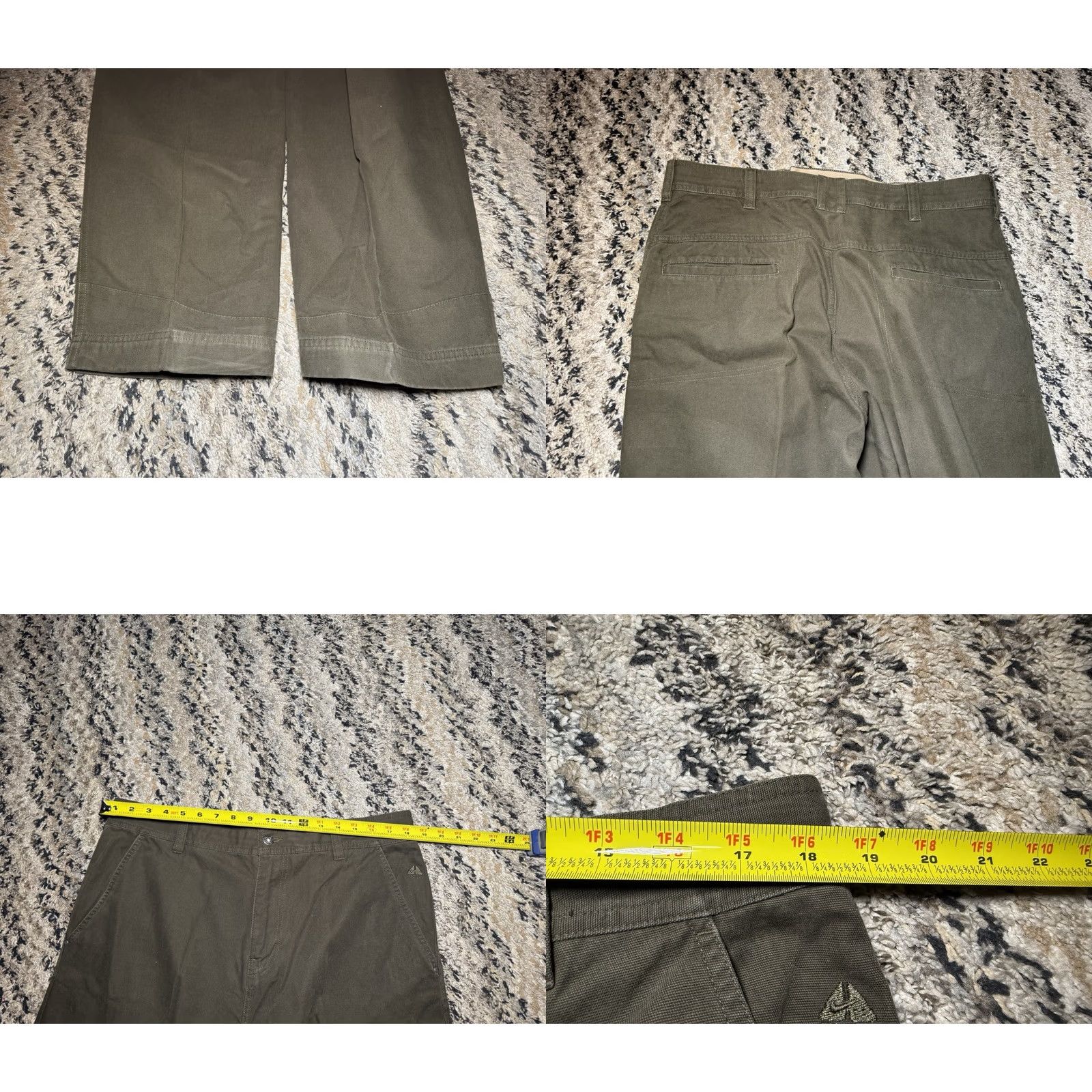 Nike VINTAGE Nike ACG Mens Cargo Pants XL Olive Green 36x32 Outdoor Hiking Zip 90s Tapered Pants Womens Mens Size US 36 / EU 52 - 8 Thumbnail