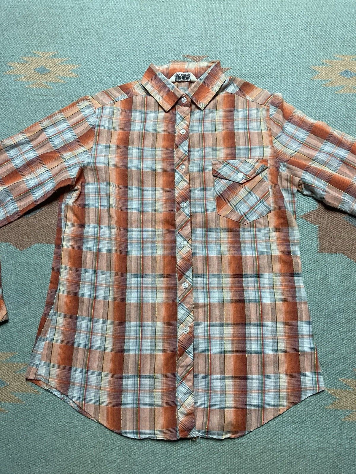 Vintage Vintage 60s button shirt plaid poly cotton women’s small Size S / US 4 / IT 40 - 2 Thumbnail