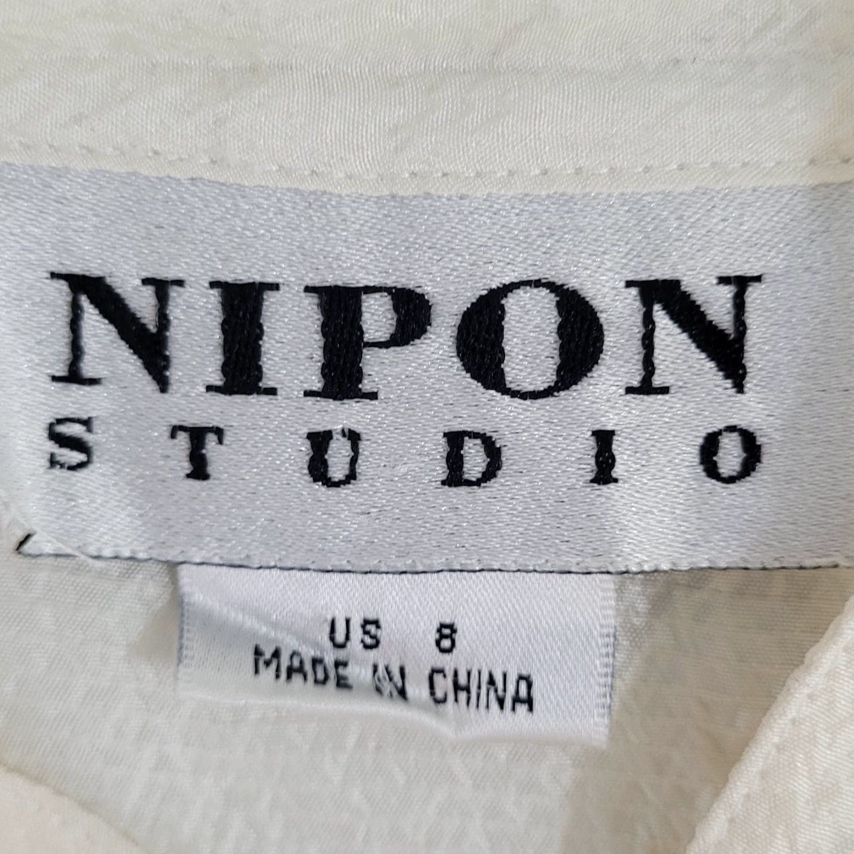 Vintage Nipon Studio Silk Button-Up Tunic Blouse Women 8 Ivory Solid Collared Long Sleeve Size 8 Womens Size M / US 6-8 / IT 42-44 - 3 Thumbnail