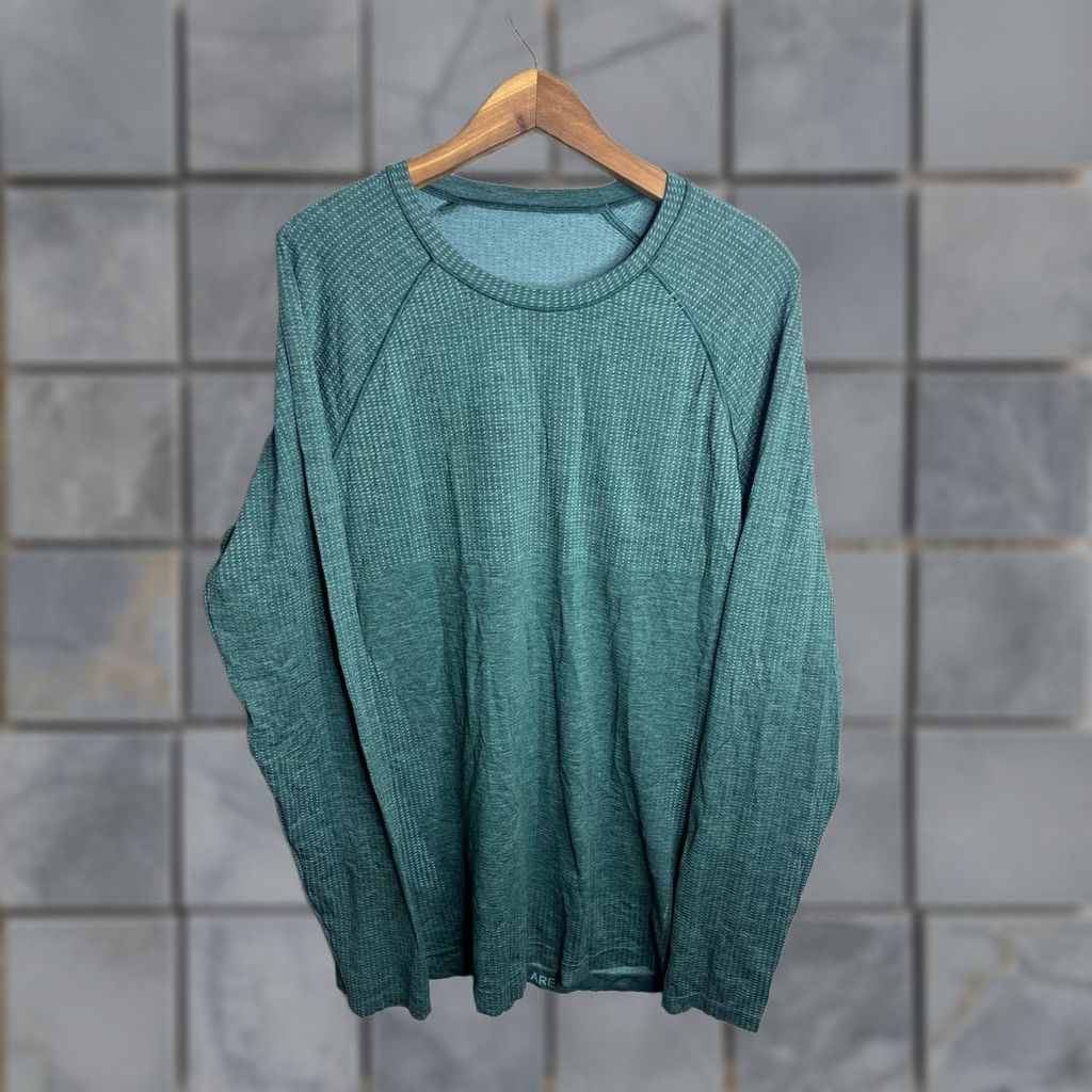 Lululemon Lululemon Long Sleeve Shirt Mens Green Teal Crewneck Raglan Athletic Running Size US L / EU 52-54 / 3 - 1 Thumbnail