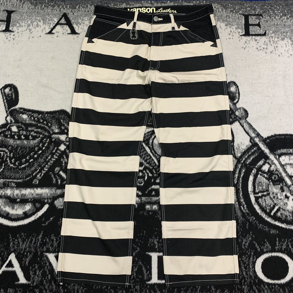 Vanson Leathers × Vintage Rare Vanson Prisoner Border Pattern Bikers Pants Size US 38 / EU 54 - 1 Thumbnail