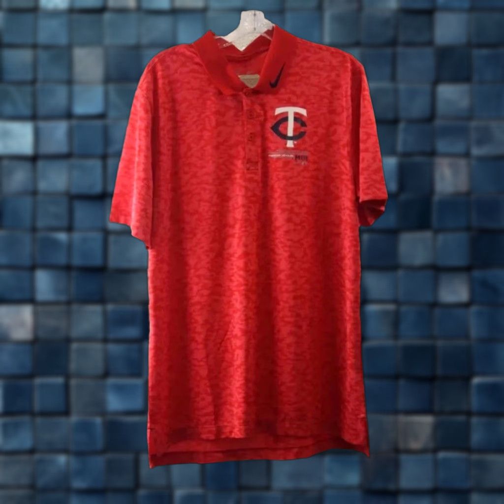Nike VINTAGE NEW NWT Mens Nike MLB Minnesota Twins Graphic Active Baseball Polo Shirt Size L Red Nike MLB Polo Shirt Mens L Red Twins Logo Size US L / EU 52-54 / 3 - 1 Thumbnail