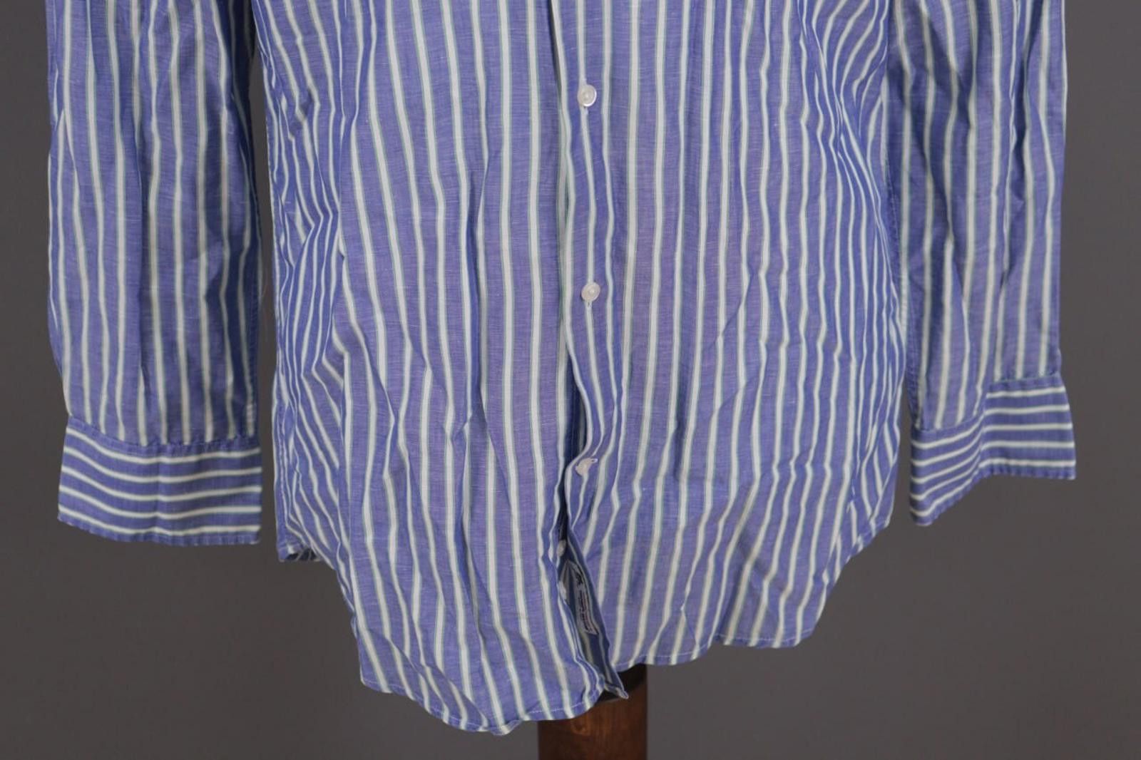 Designer Hackett London Blue Striped Blue Shirt Size 39 / 15.5 Size US M / EU 48-50 / 2 - 2 Thumbnail