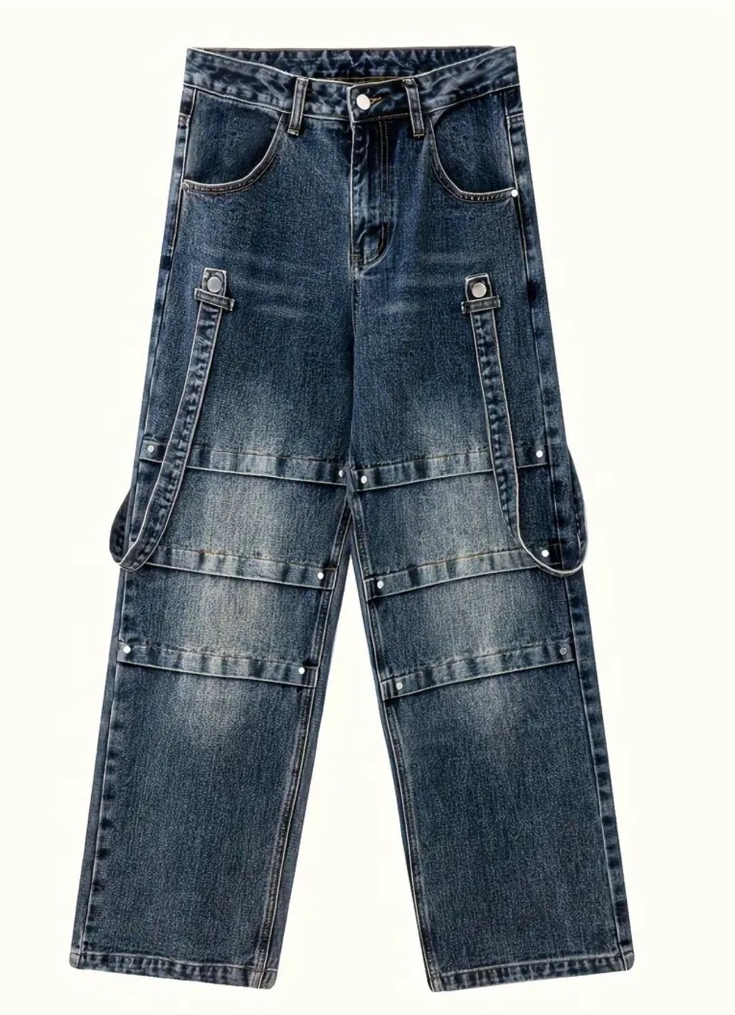 Japanese Brand × Jean Versatile Street Work Denim With Strap Bold Lining Size US 34 / EU 50 - 1 Thumbnail
