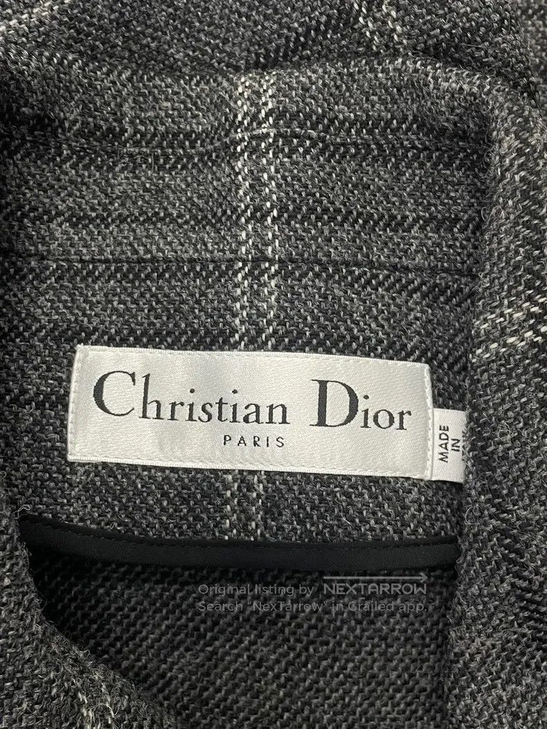 Dior Dior Grey plaid double-breasted embroidered wool coat Size XS / US 0-2 / IT 36-38 - 4 Thumbnail