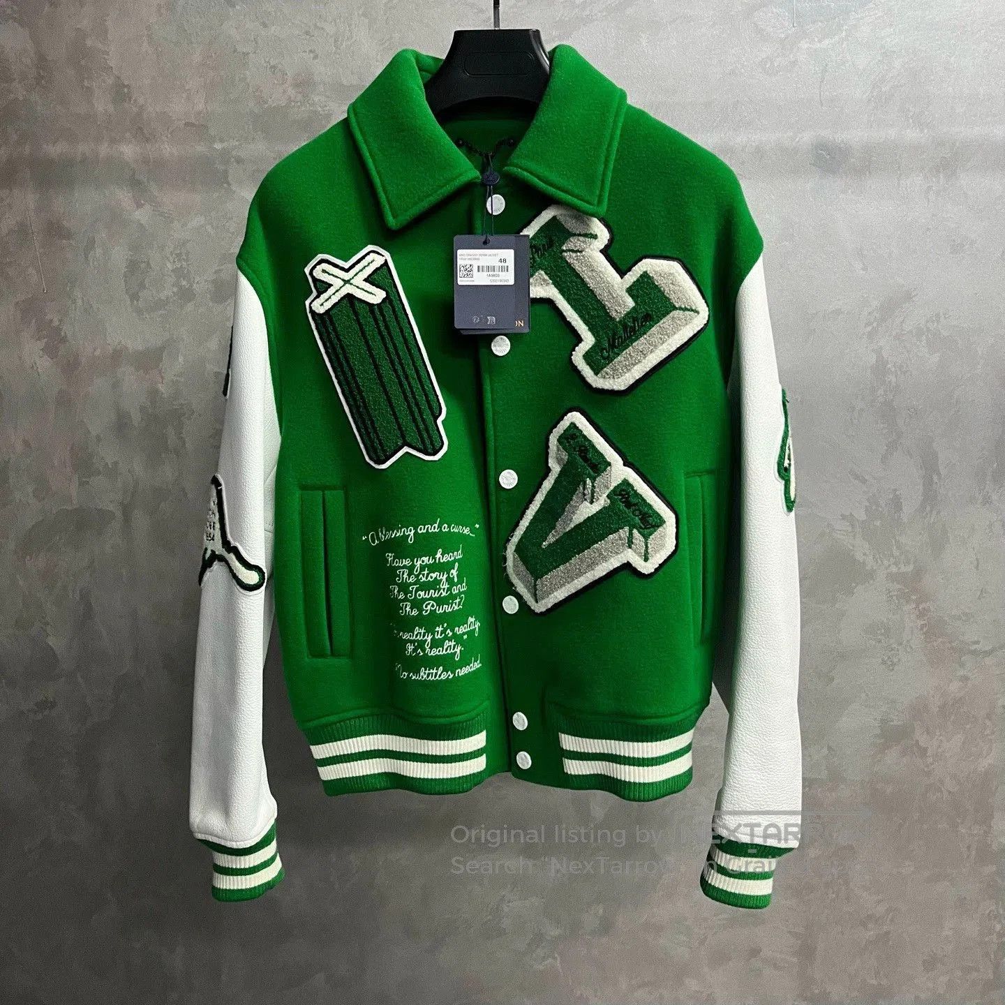 Louis Vuitton green letter pattern oversized baseball jacket. Size US L / EU 52-54 / 3 - 1 Thumbnail