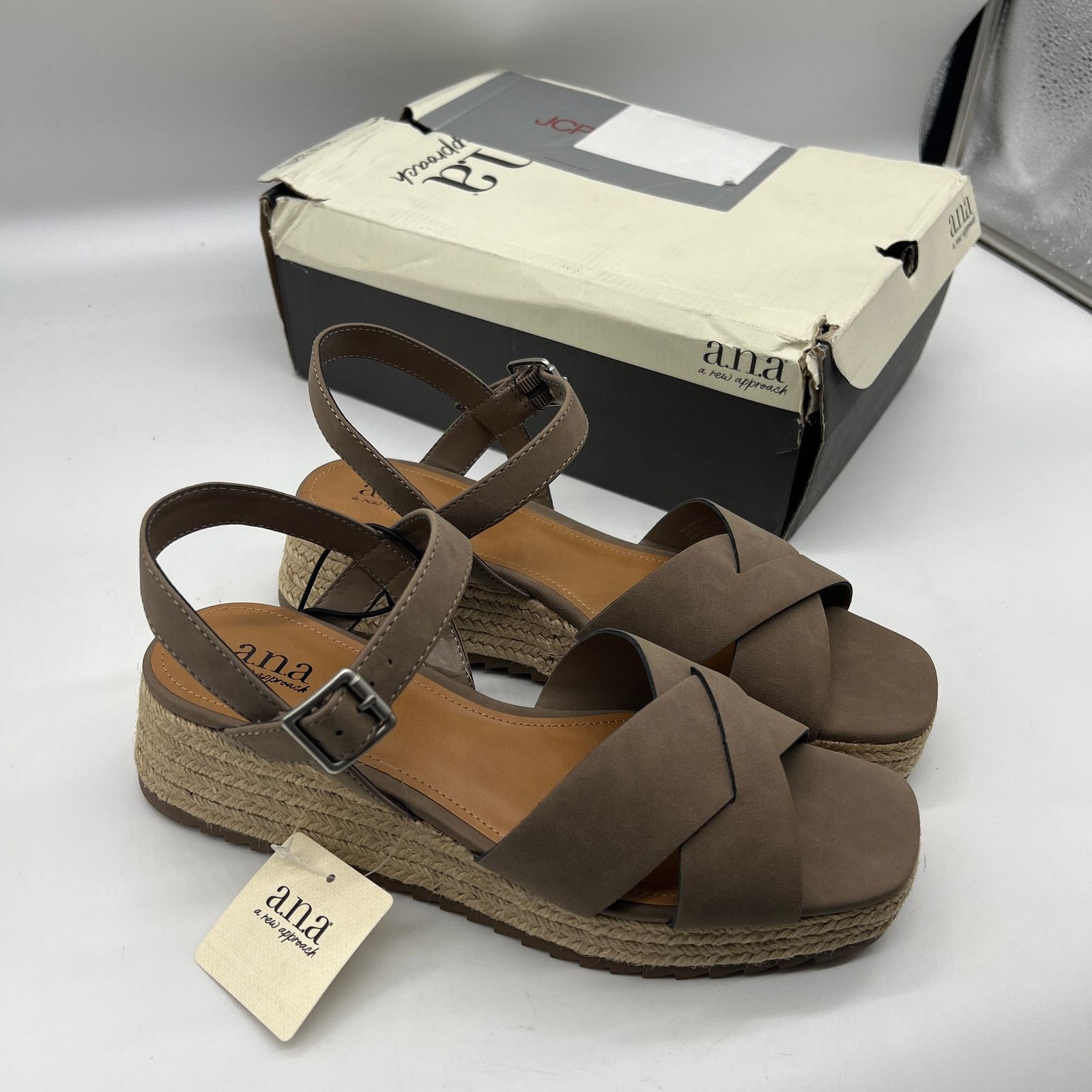 Other a.n.a Womens Eloise Wedge Sandals Porchini Brown Size US 9 / IT 39 - 1 Thumbnail