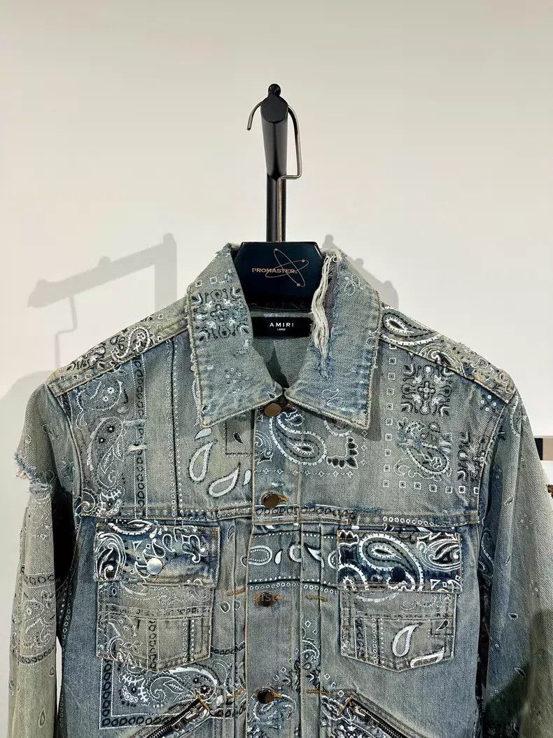 Amiri Amiri Size 50 Denim jacket with paisley wash and distressed Size US M / EU 48-50 / 2 - 3 Thumbnail