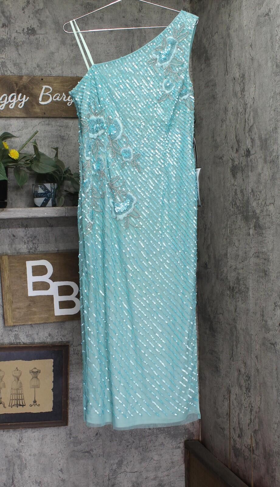 Other Nwt Adrianna Papell One Slit Dress Gown Aqua Luster Blue 14 Size XL / US 12-14 / IT 48-50 - 1 Thumbnail