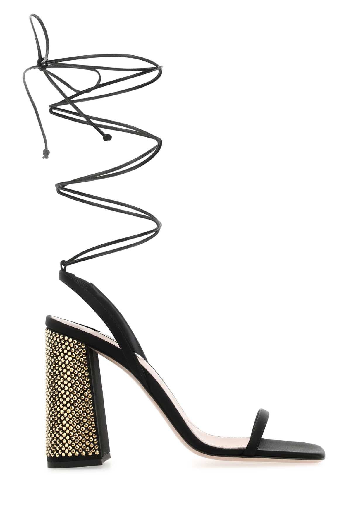 Black Satin Sandals