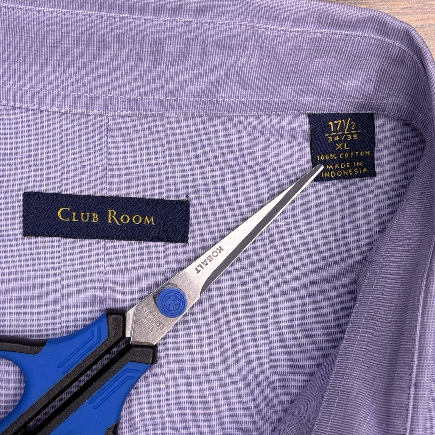 Club Room Club Room Shirt Mens XL 17.5 34/35 Blue Button-Up Knit Cotton Long Sleeve Collared Button Down Solid Casual Workwear Party/Cocktail Size US XL / EU 56 / 4 - 3 Thumbnail