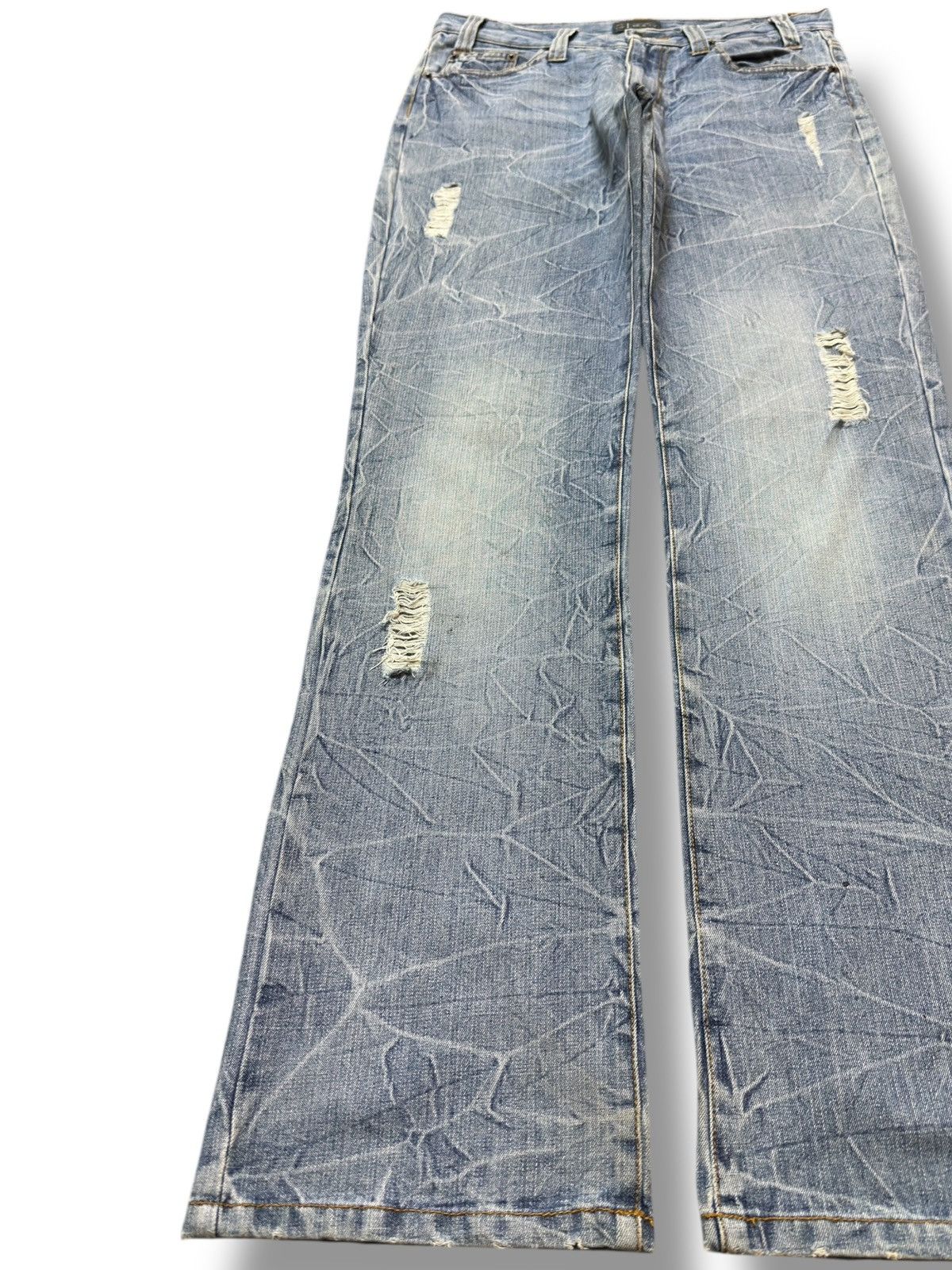 Le Grande Bleu (L.G.B.) Vintage Japanese Brand Honeycomb Faded Distressed Denim Size US 31 - 3 Thumbnail