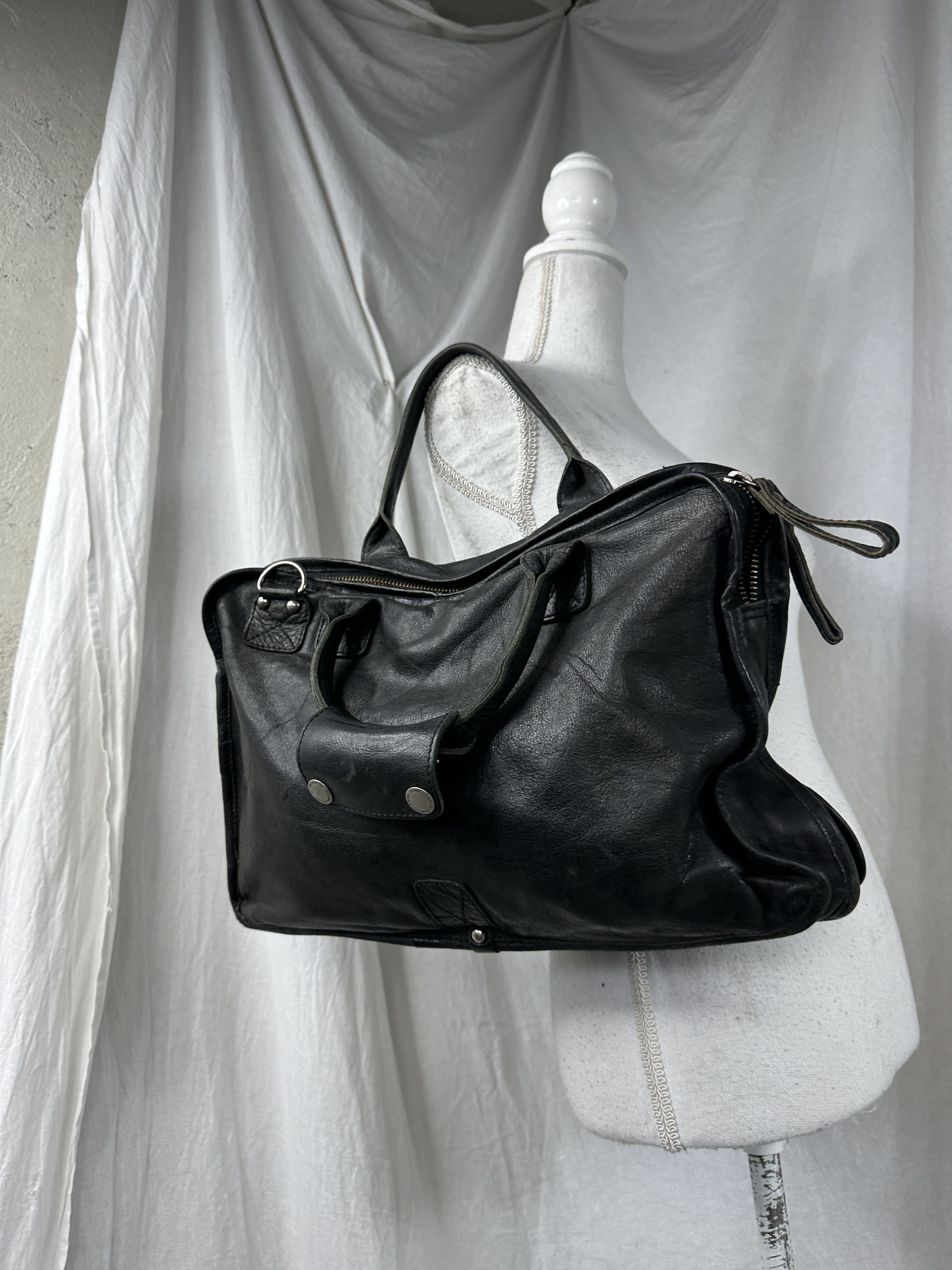 Vintage Vintage Leather Opium Avant Garde Biker Washed Bag 00s Size ONE SIZE - 10 Thumbnail