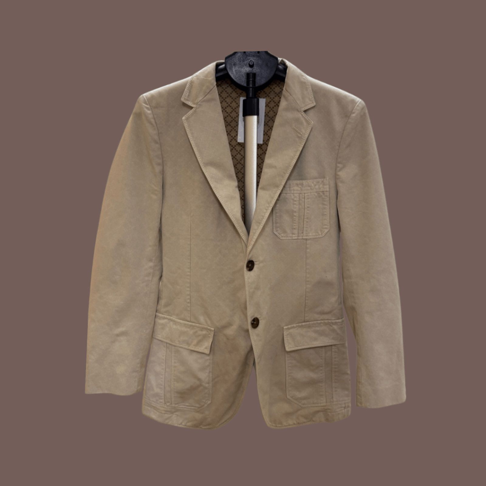 VTG Gucci Blazer Beige Cotton Workwear 2000s Italy