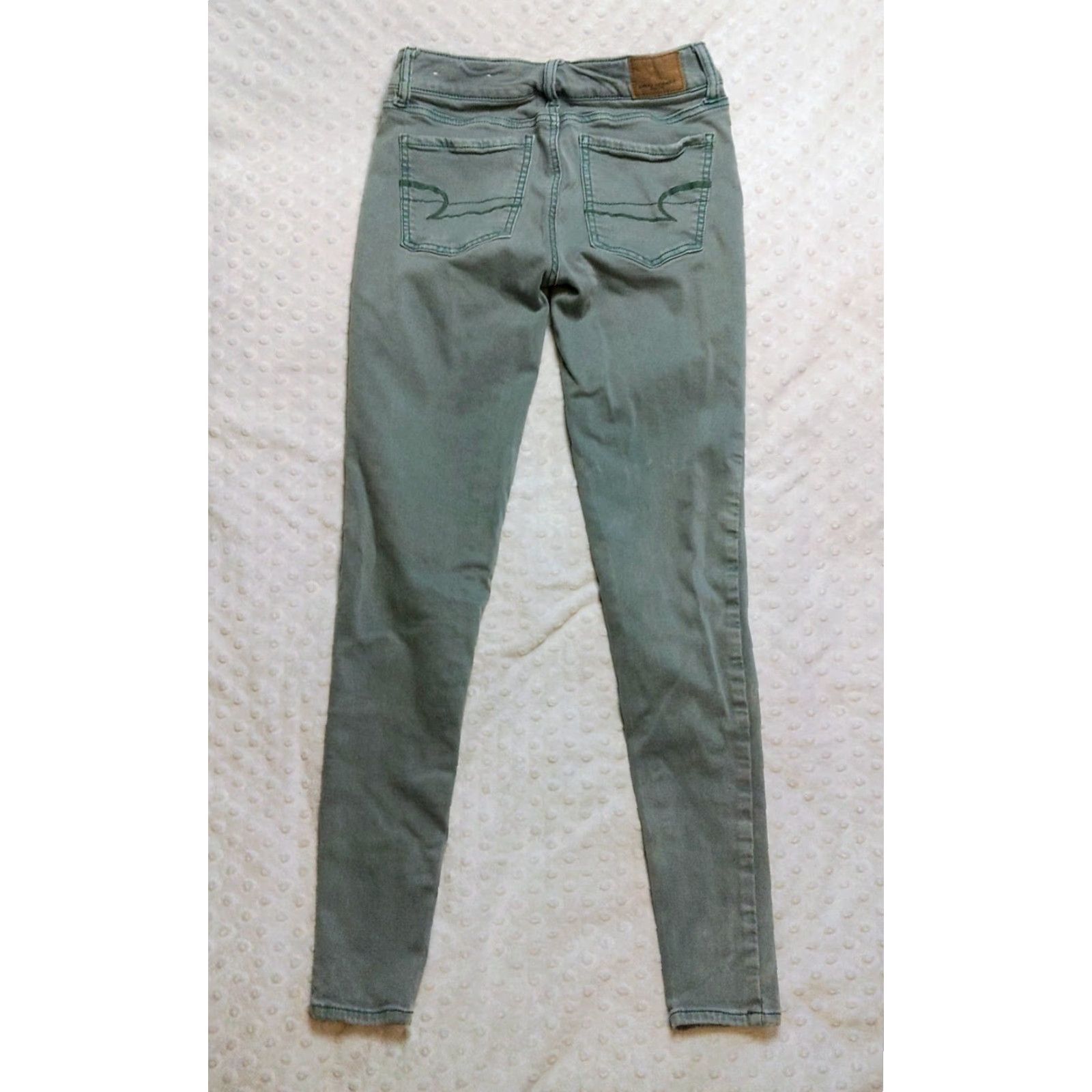 American Eagle Outfitters American Eagle Outfitters Jegging Jeans Women 0 XS Inseam 28 Green Gray Stretch Denim 5-Pocket Regular Rise Casual Grunge 90s Theme Womens Size 25" / US 0 / IT 36 - 7 Thumbnail