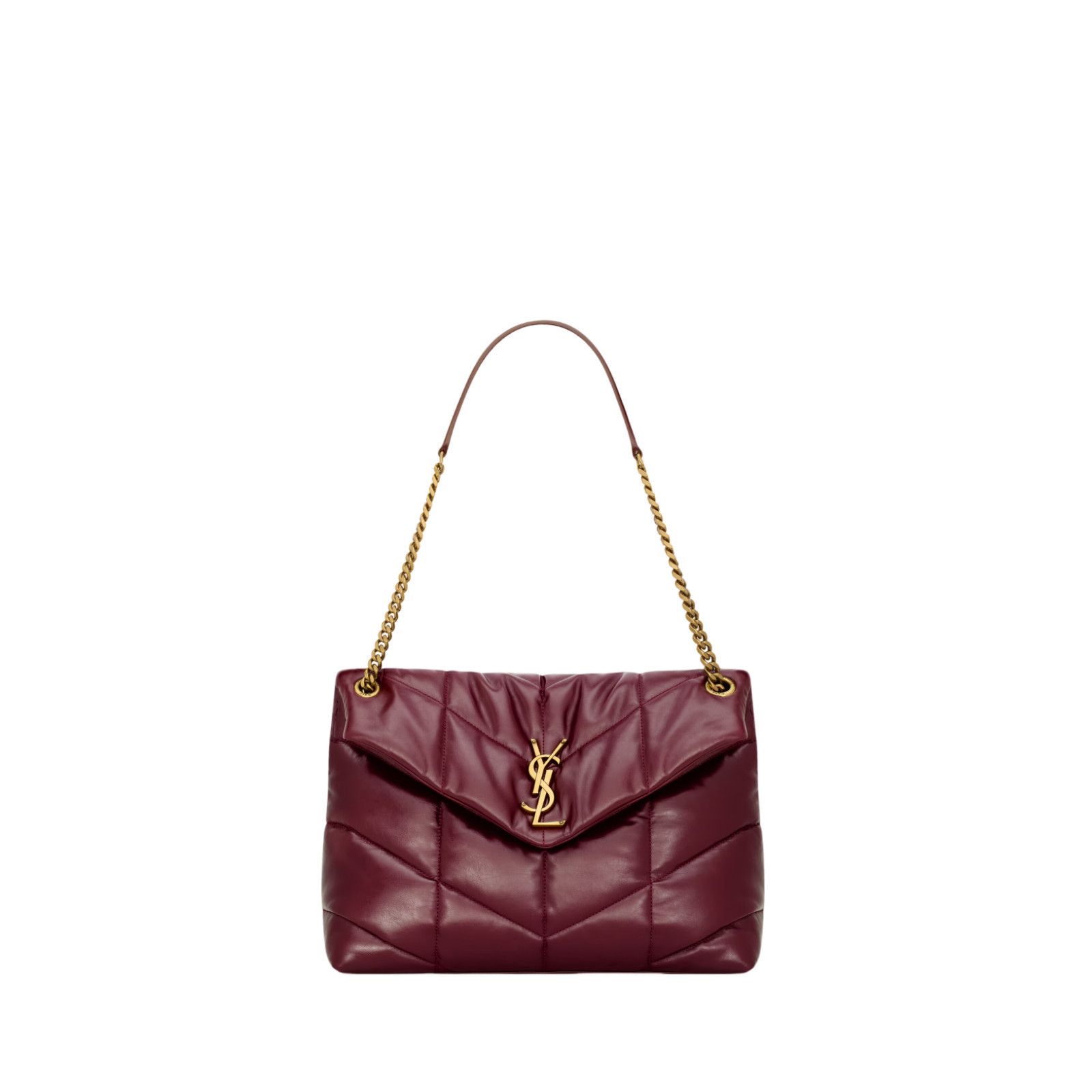 Saint Laurent Paris SAINT LAURENT Puffer Medium $4300 Dark Ruby Shiny Leather Sh Size ONE SIZE - 1 Thumbnail