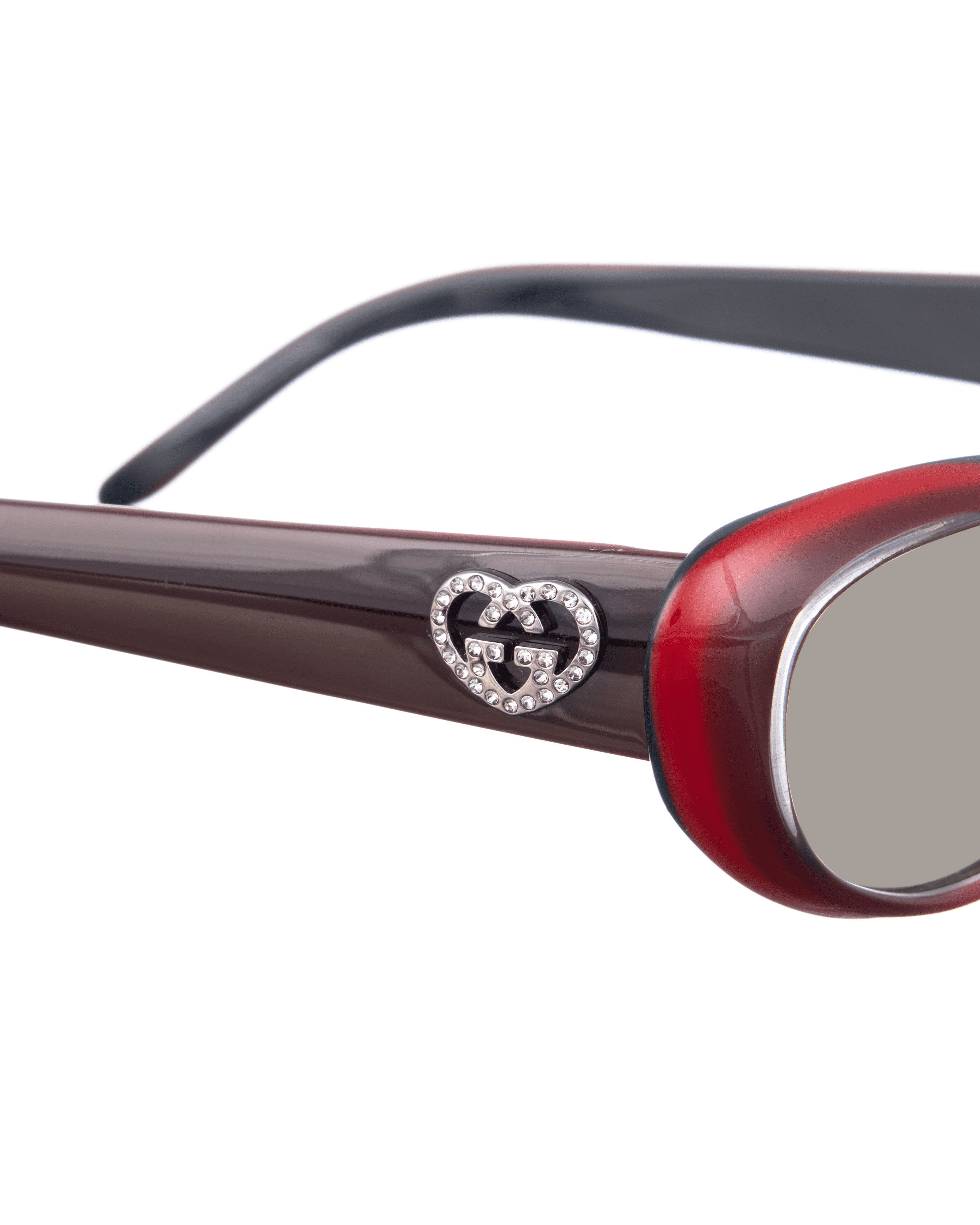 Gucci Gucci 00s Black & Red Cat Eye Sunglasses with Crystal Hearts Size ONE SIZE - 3 Thumbnail