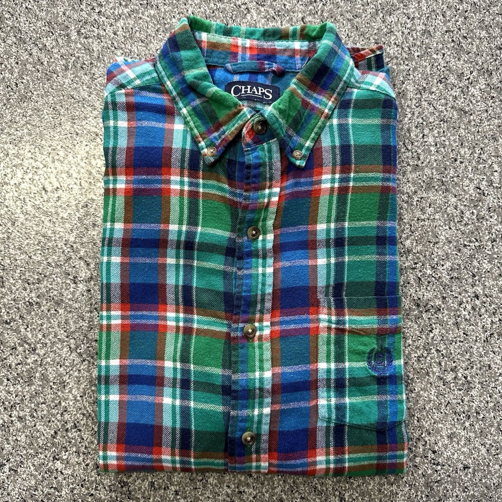 Chaps Chaps Shirt Mens M Long Sleeve Plaid Green Cotton Brushed Flannel Button-Up Size US M / EU 48-50 / 2 - 2 Thumbnail