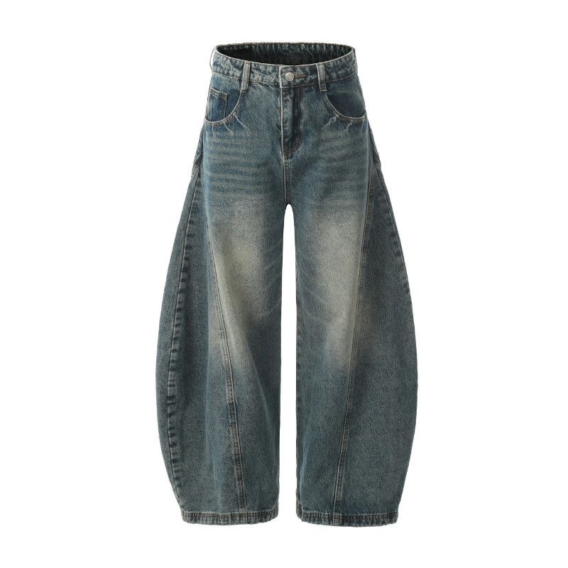 Vintage Retro casual loose-fitting vintage washed curved jeans Size US 32 / EU 48 - 1 Thumbnail