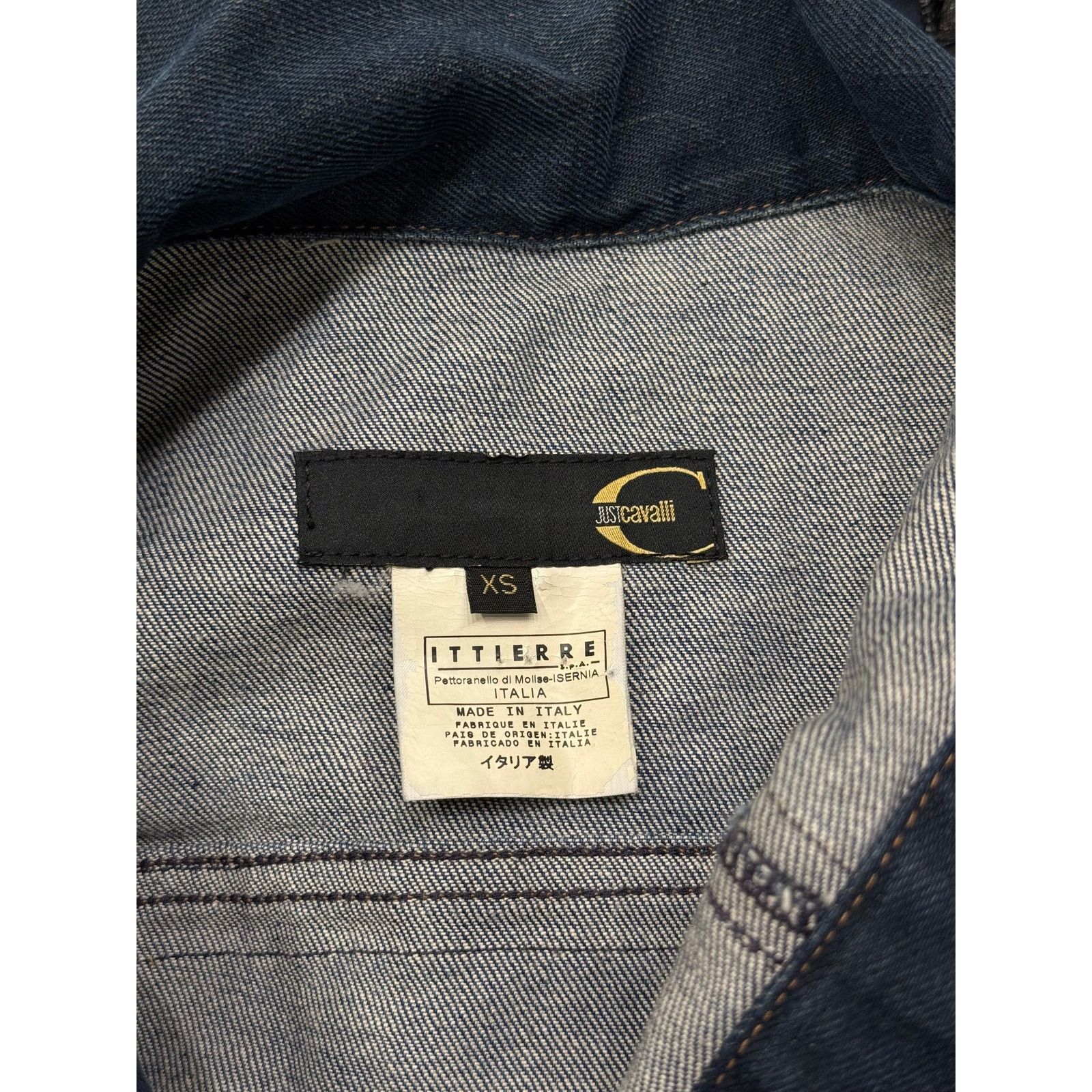 Roberto Cavalli SS 2005 Cavalli denim jacket with leather details Size US XS / EU 42 / 0 - 8 Thumbnail