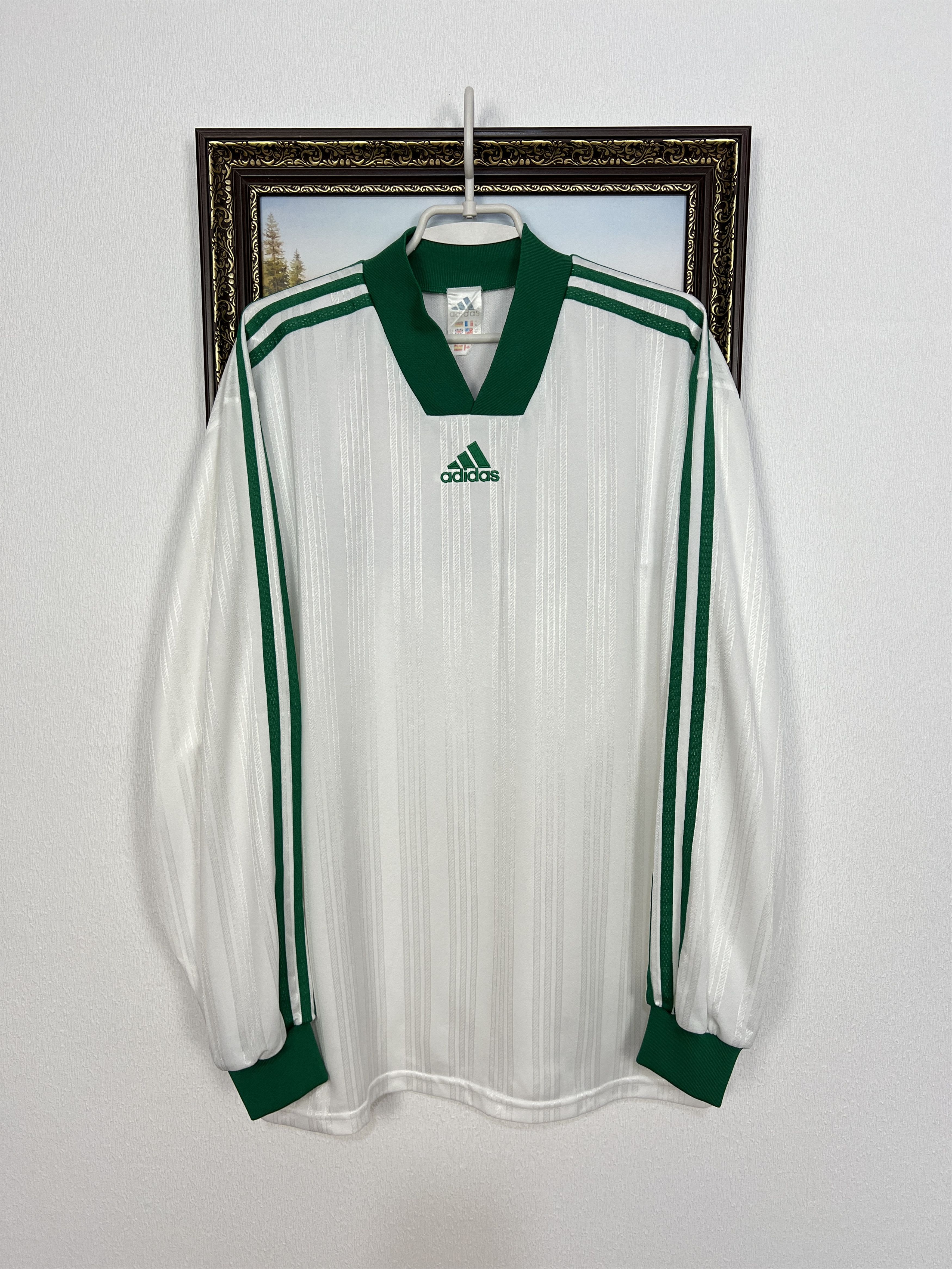 Adidas Vintage Football Template Shirt Soccer Green Long Sleeve Size US XL / EU 56 / 4 - 1 Thumbnail
