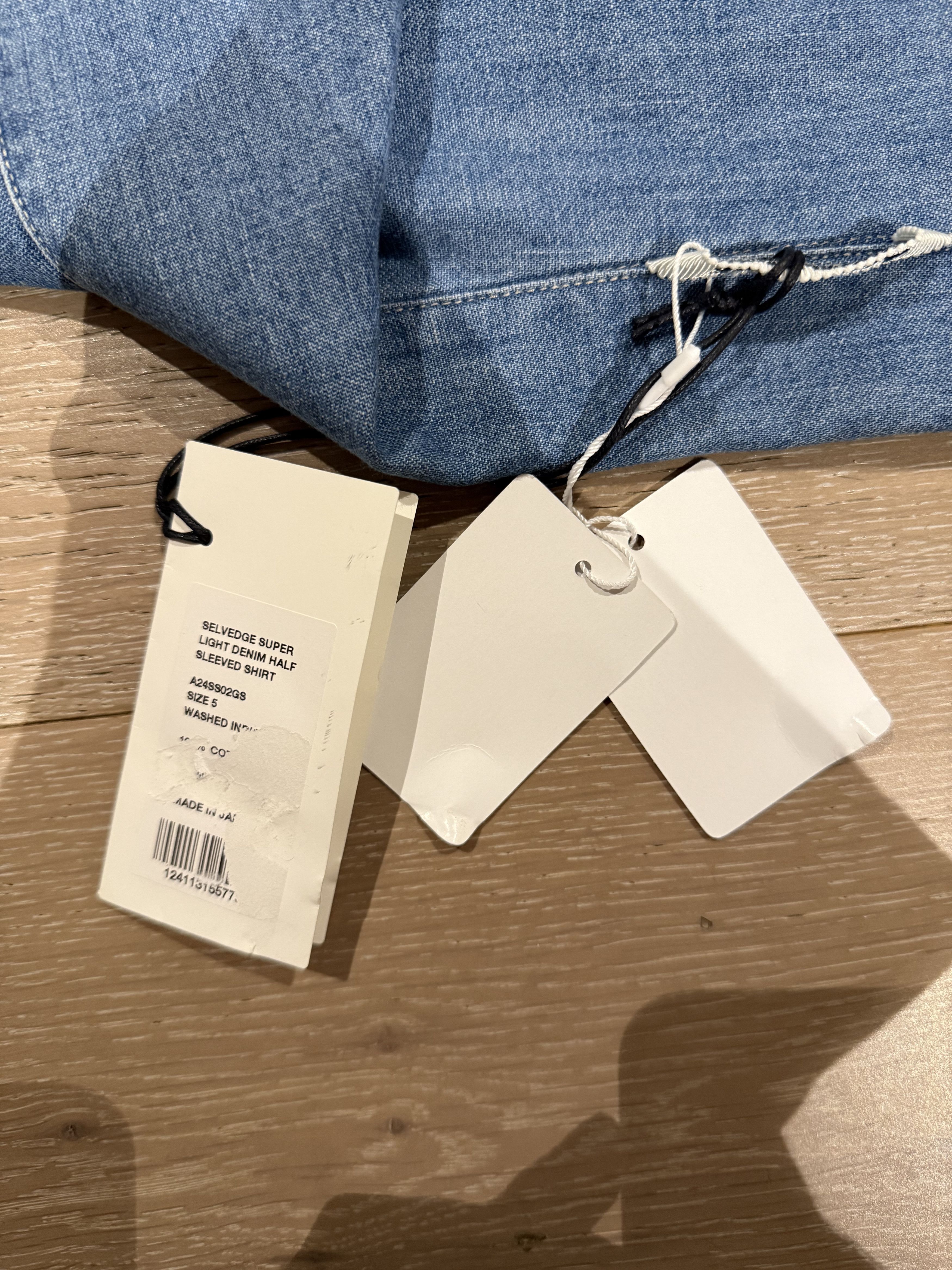 Auralee 💚 Auralee Selvedge Super Light Denim Half Sleeved Shirt NEW Size US XXL / EU 58 / 5 - 17 Thumbnail