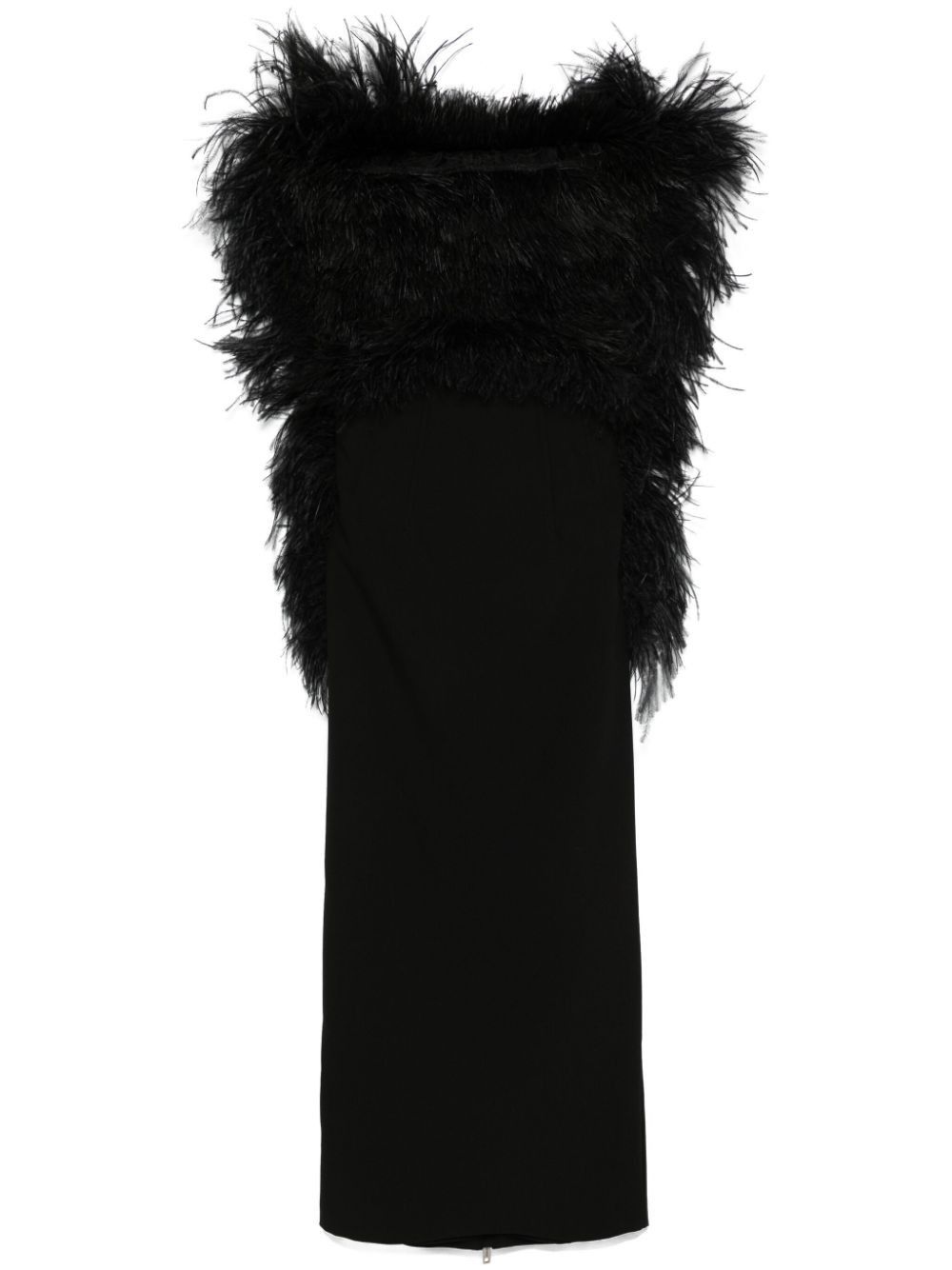 FEATHERED MIDI DRESS