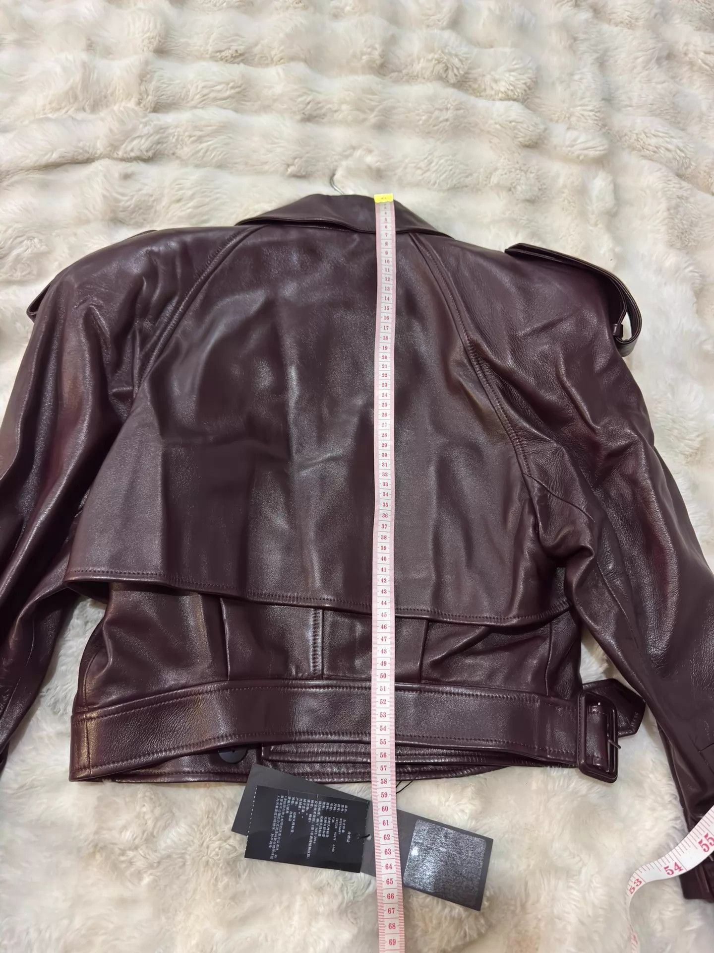Saint Laurent Paris YSL 23 Runway Short Lambskin Jacket Burgundy F38 Size XS / US 0-2 / IT 36-38 - 9 Thumbnail