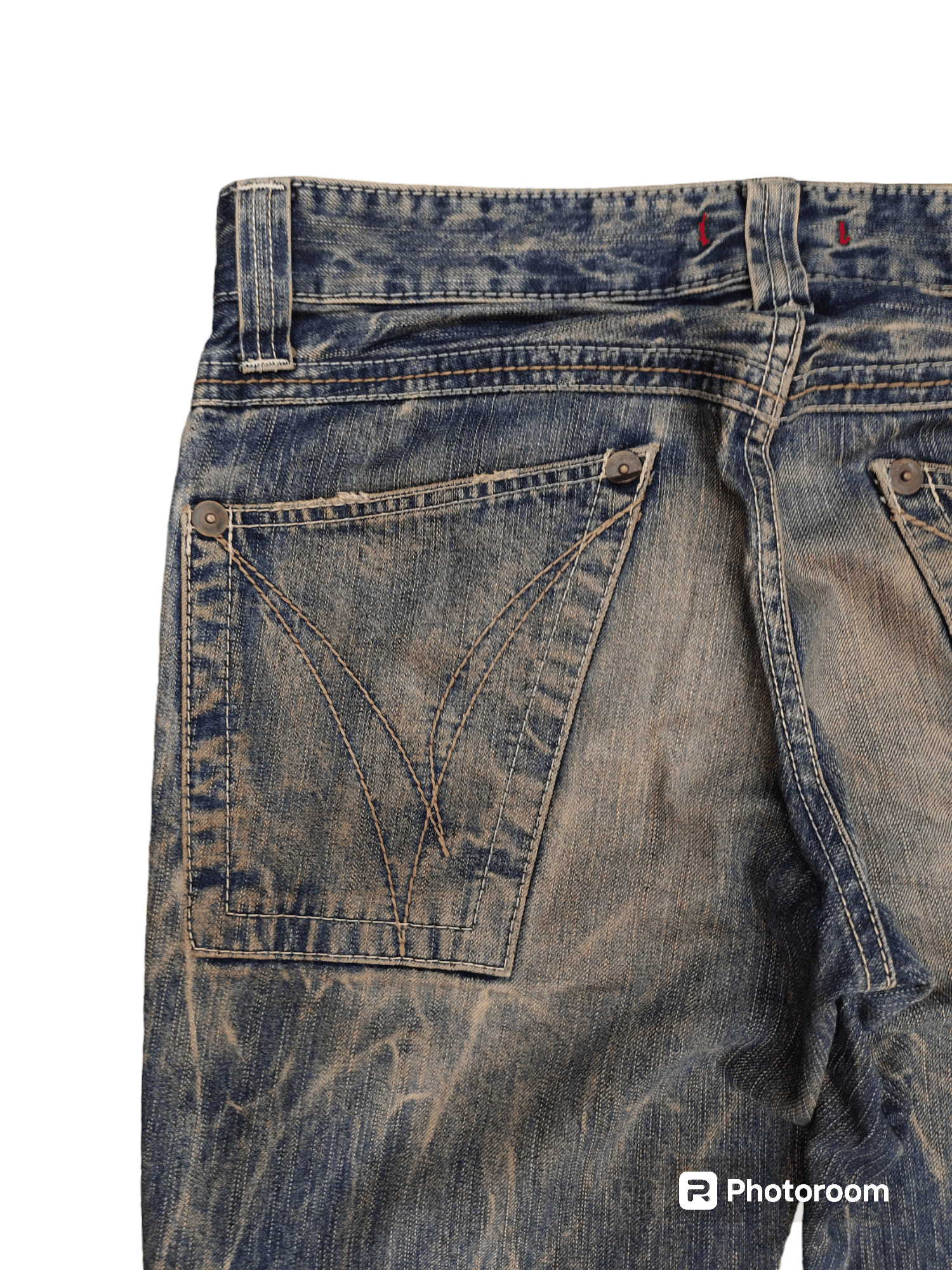 If Six Was Nine 1990s Blue Way Japan Clawmark Distress Faded Denim Jeans Size US 33 - 13 Thumbnail