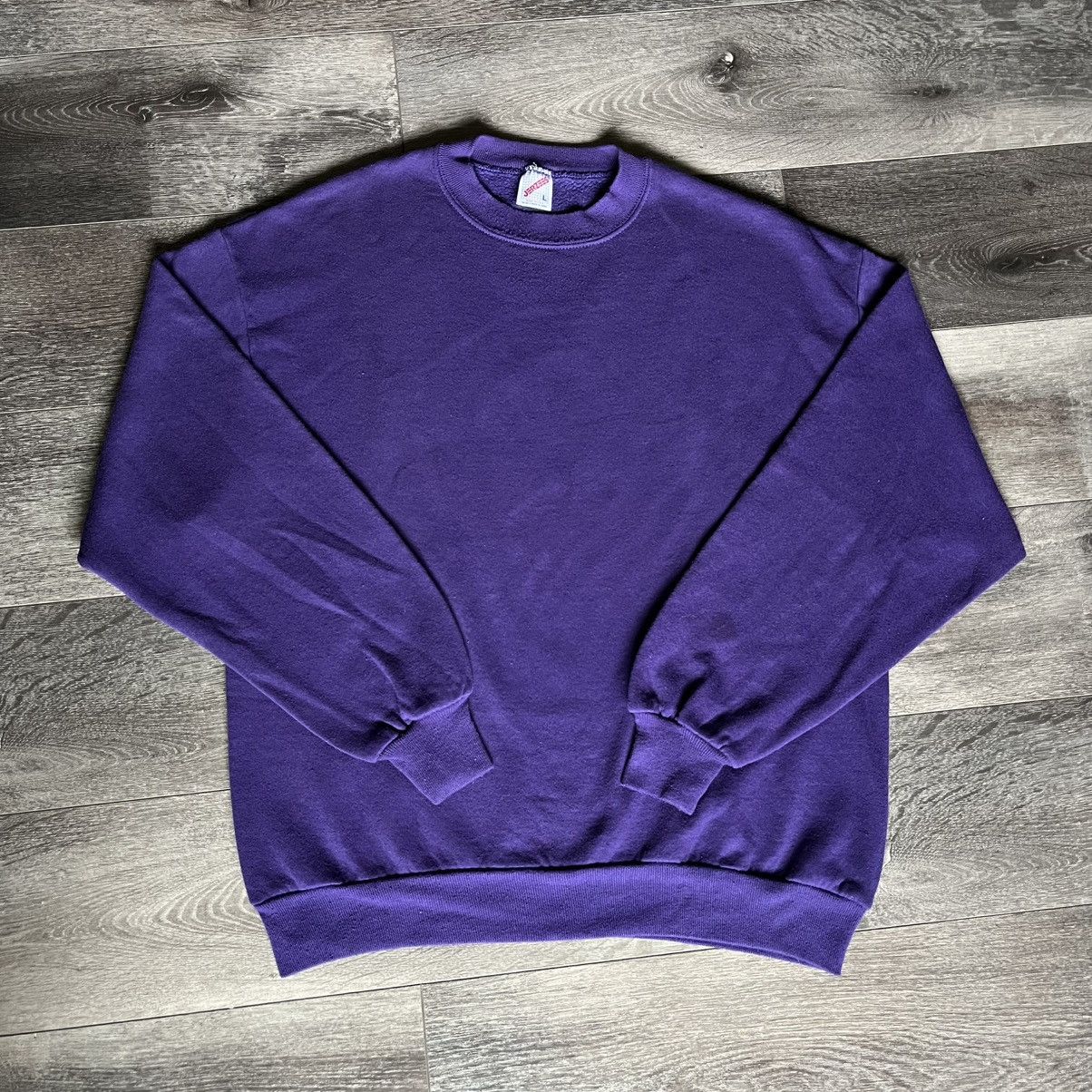 Jerzees Vintage 1990s Jerzees Russell Athletic Purple Blank Crewneck Size US L / EU 52-54 / 3 - 1 Thumbnail