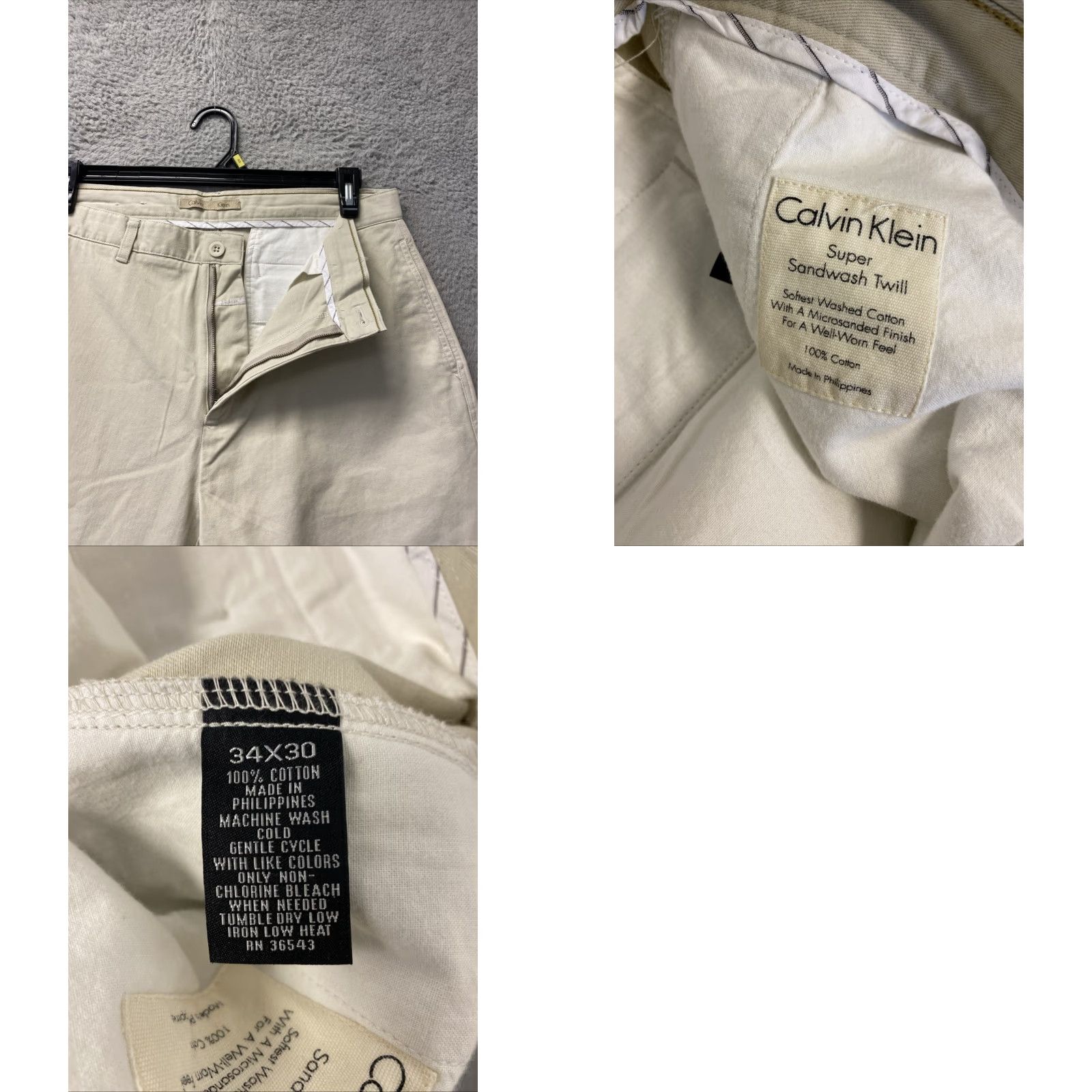 Calvin Klein CALVIN KLEIN Pants Slim Regular 34x30 Men Dark Ivory / Ivory 34 Men's Casual Stretch pants Size US 34 / EU 50 - 8 Thumbnail