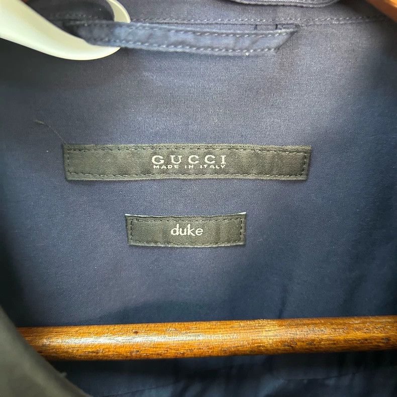 Gucci Gucci Size16+ Navy blue patchwork long-sleeved shirt Size US XXS / EU 40 - 3 Thumbnail