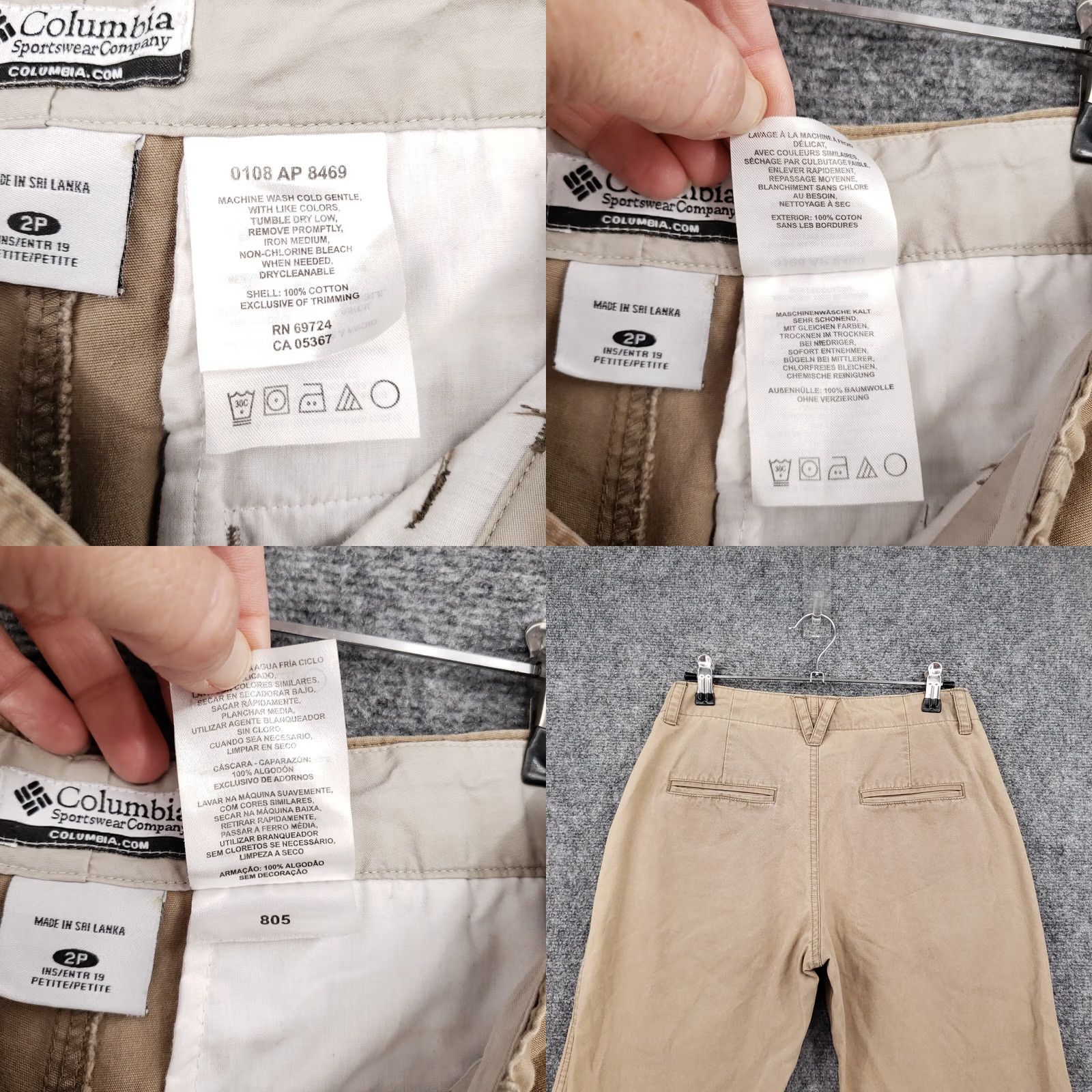 Vintage Columbia Pants Womens 2P Petite Beige Capri Chino Edgewear Straight Flat Front Size 26" / US 2 / IT 38 - 9 Thumbnail