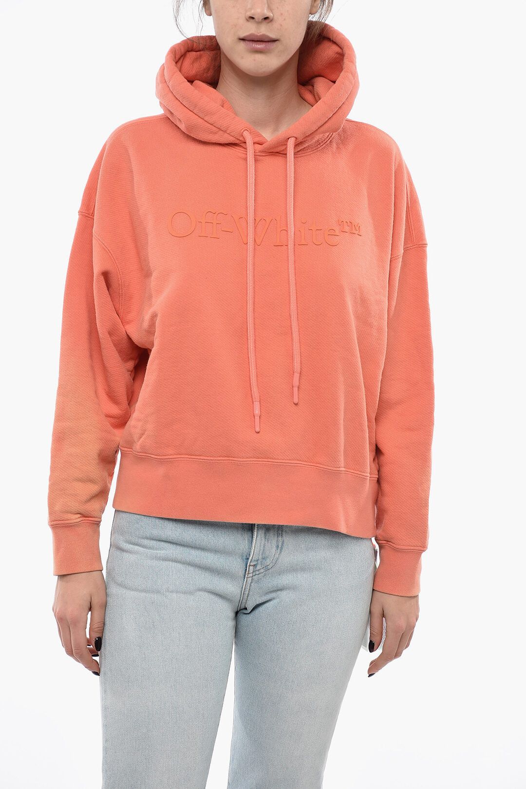 image of Off White Og1Mm0524 Brushed Cotton Hoodie In Orange, Women's (Size Medium)