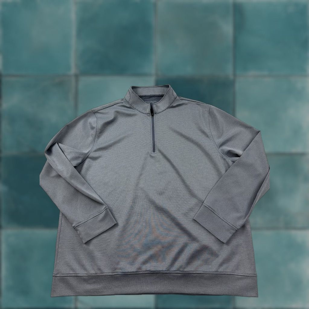 Vintage Hickey Freeman Sweater Mens 2XL Gray Quarter Zip Lightweight Striped Pullover Shirt Size US XXL / EU 58 / 5 - 1 Thumbnail
