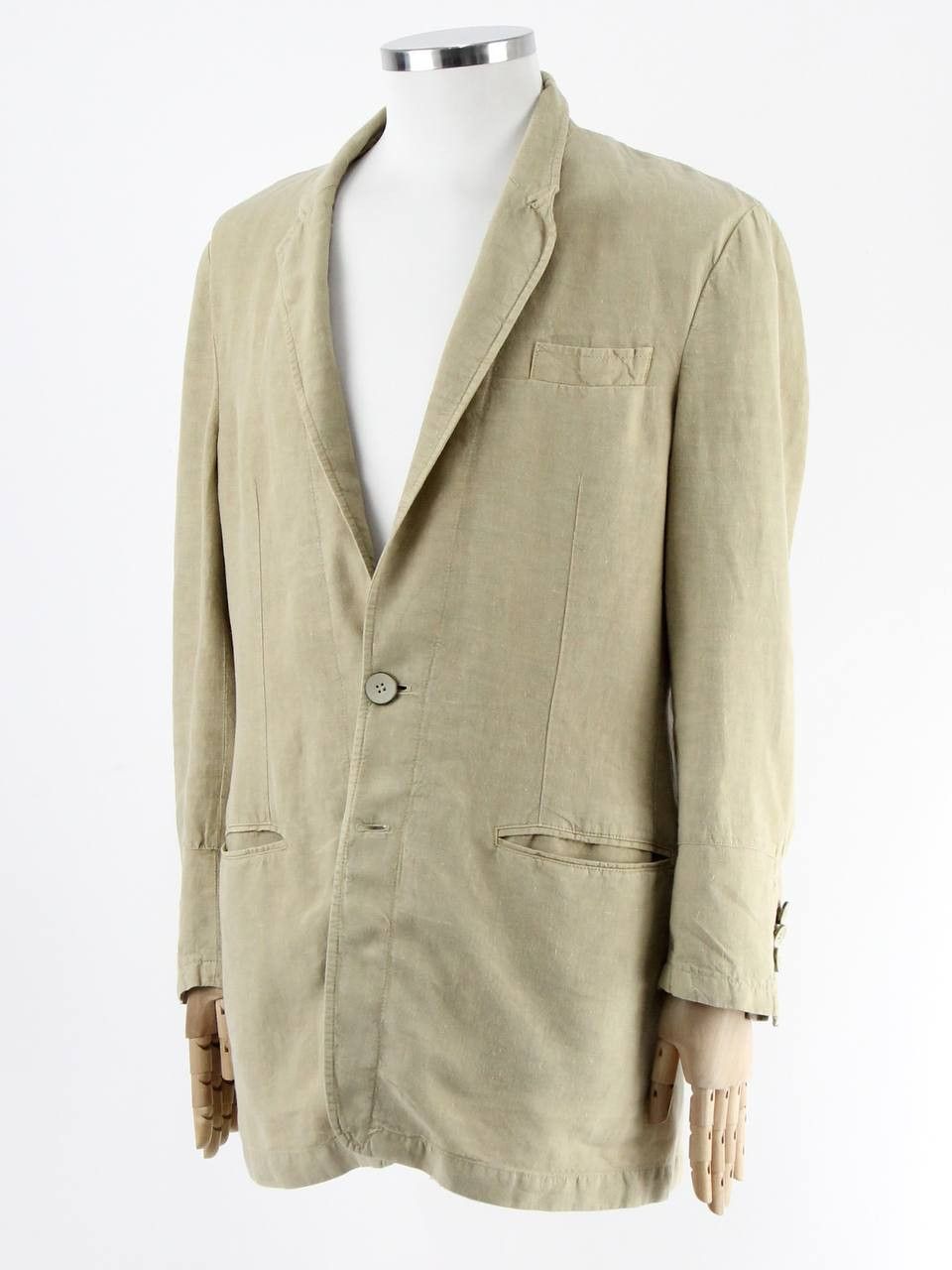 Emporio Armani EMPORIO ARMANI Beige linen jacket Size 52R - 2 Thumbnail