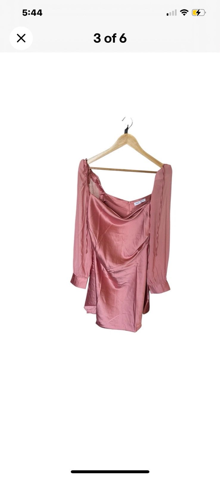 WeWoreWhat WeWoreWhat Pink Satin long Sleeve Dress size 12 Sheer Sleev Size XL / US 12-14 / IT 48-50 - 3 Thumbnail