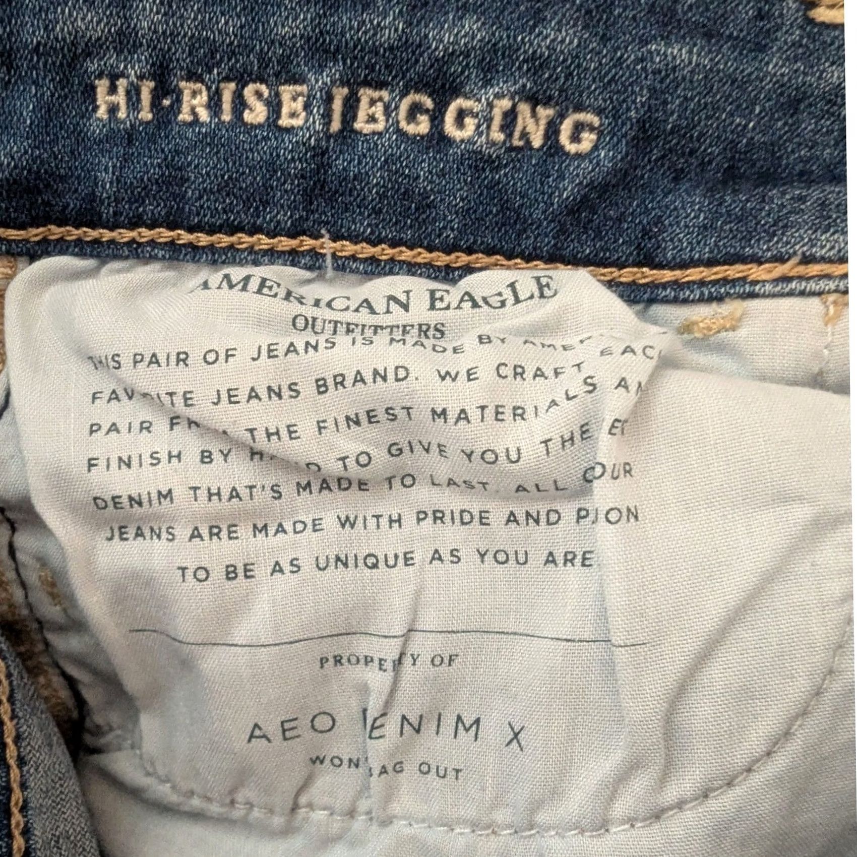 American Eagle Outfitters American Eagle Hi Rise Jeggings Womens 8 Short Distressed Denim Skinny Jeans Blue Slim Stretch 5-Pocket Lifted Rise Jeans Mens Womens Girls Size 30" / US 8 / IT 44 - 3 Thumbnail