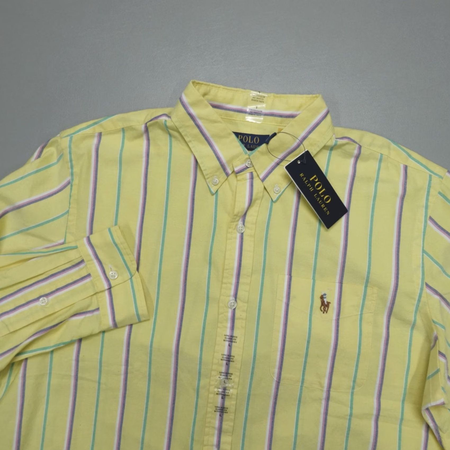 Polo Ralph Lauren Polo Ralph Lauren Button Down Shirt Mens L Oxford Classic Fit Yellow Striped Size US L / EU 52-54 / 3 - 2 Thumbnail