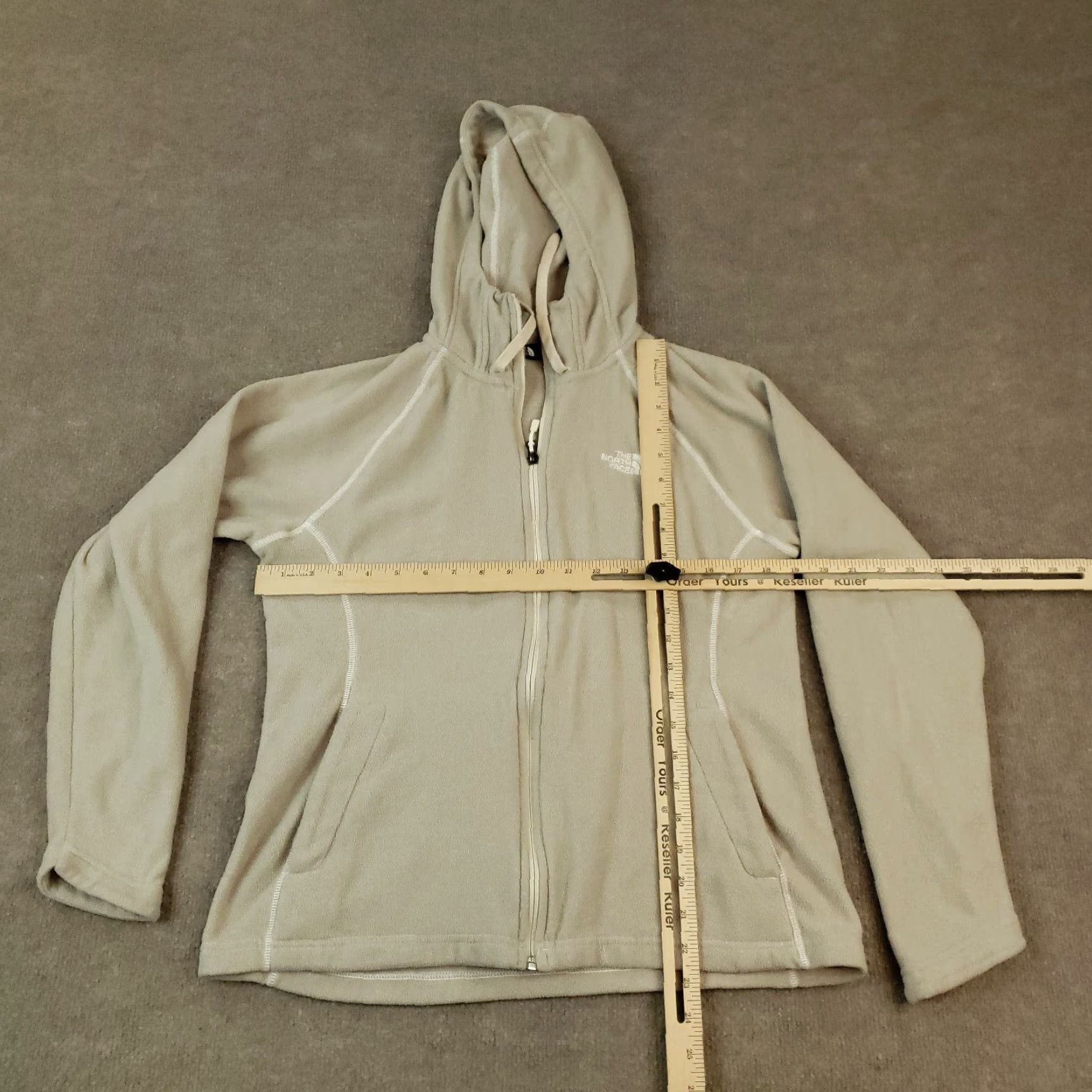 The North Face VINTAGE The North Face Fleece Hoodie Jacket Womens Large Beige Full Zip Mock Neck Casual Size L / US 10 / IT 46 - 2 Thumbnail