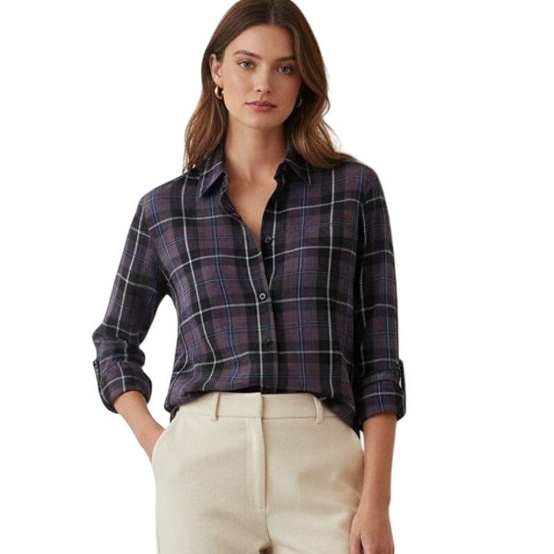 Other Jenni Kayne Silk Button up Blouse Maroon Blue Plaid Size XS / US 0-2 / IT 36-38 - 1 Thumbnail