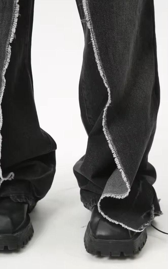Denime × Japanese Brand × Vintage Stylish Trend Men Fake Two-Piece Pockets Black Jean Size US 32 / EU 48 - 6 Thumbnail