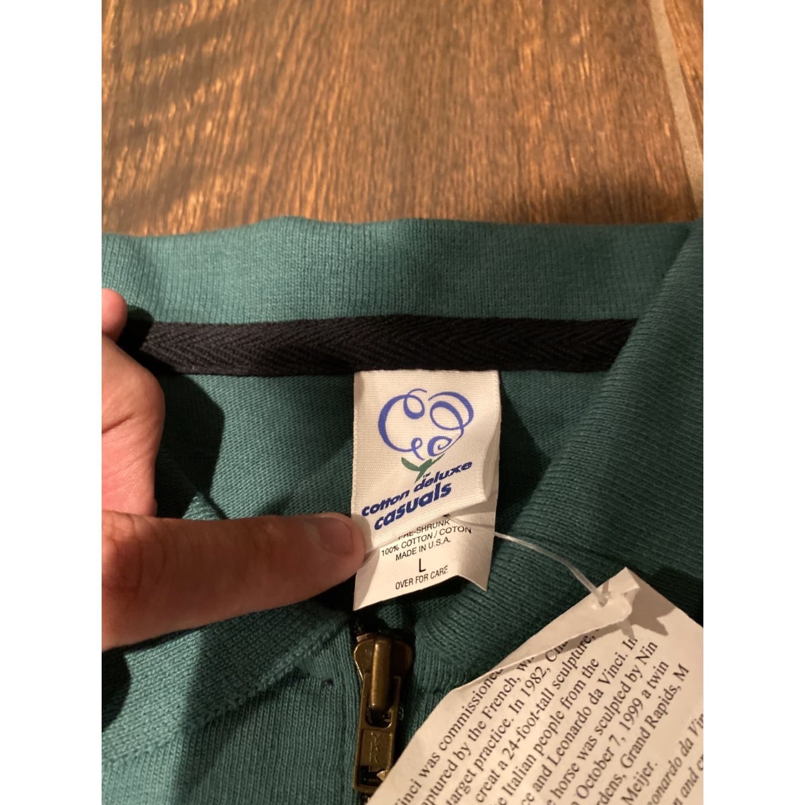 Vintage VINTAGE Leonardo da Vinci’S Horse Shirt L Green Mens Shirt 1999 Polo Quarter Zip Size US L / EU 52-54 / 3 - 6 Thumbnail