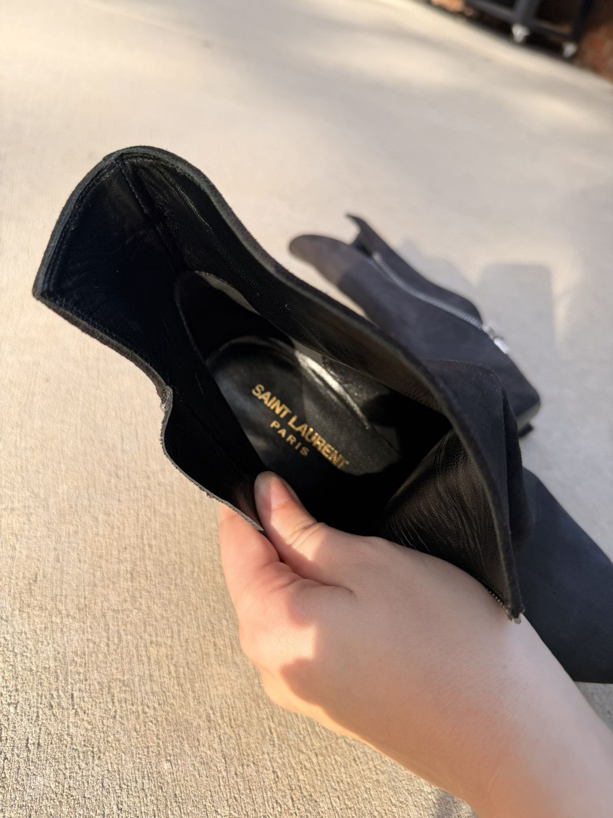 Yves Saint Laurent Yves Saint Laurent Black Suede 'Aliama' Boots Size US 8 / IT 38 - 4 Thumbnail